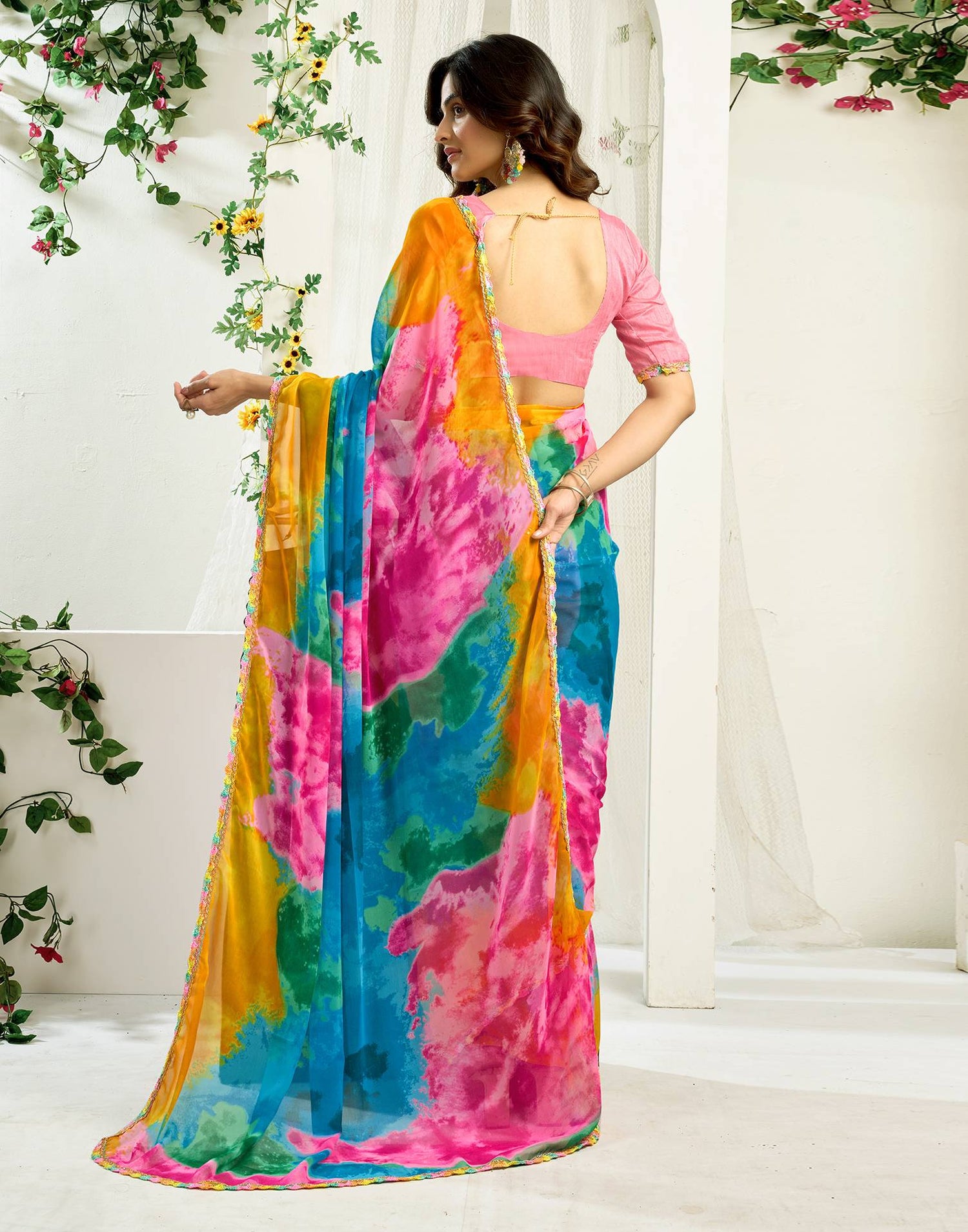 Multicoloured Georgette Printed Saree