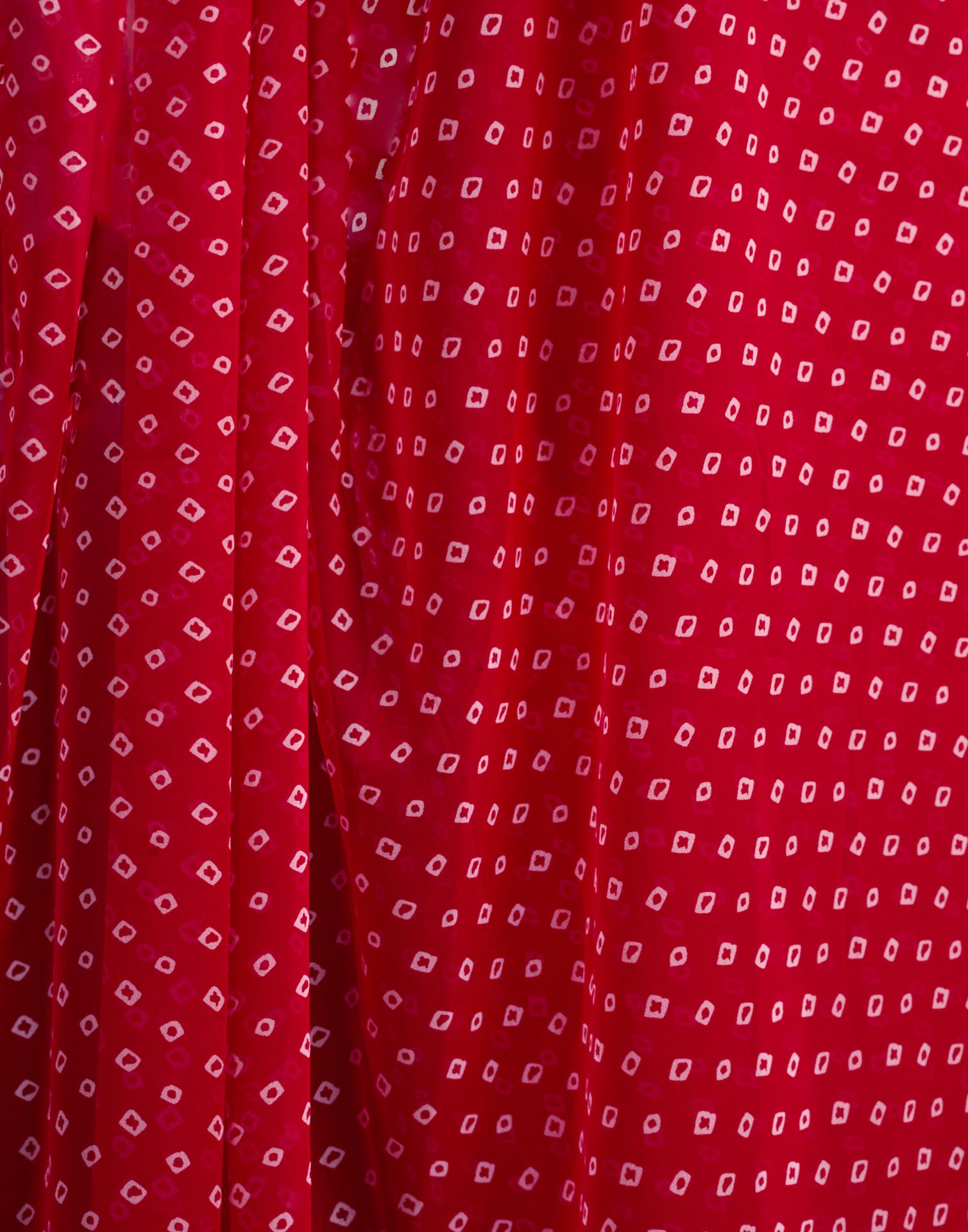 Red Georgette Printed Bandhani Saree