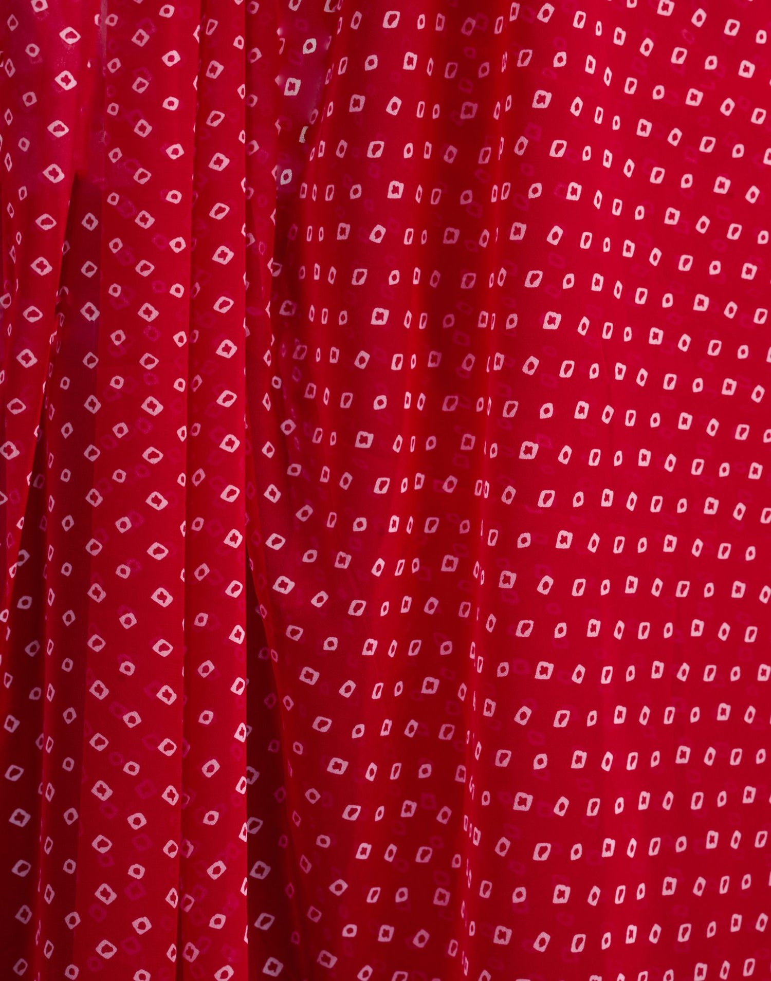 Red Georgette Printed Bandhani Saree