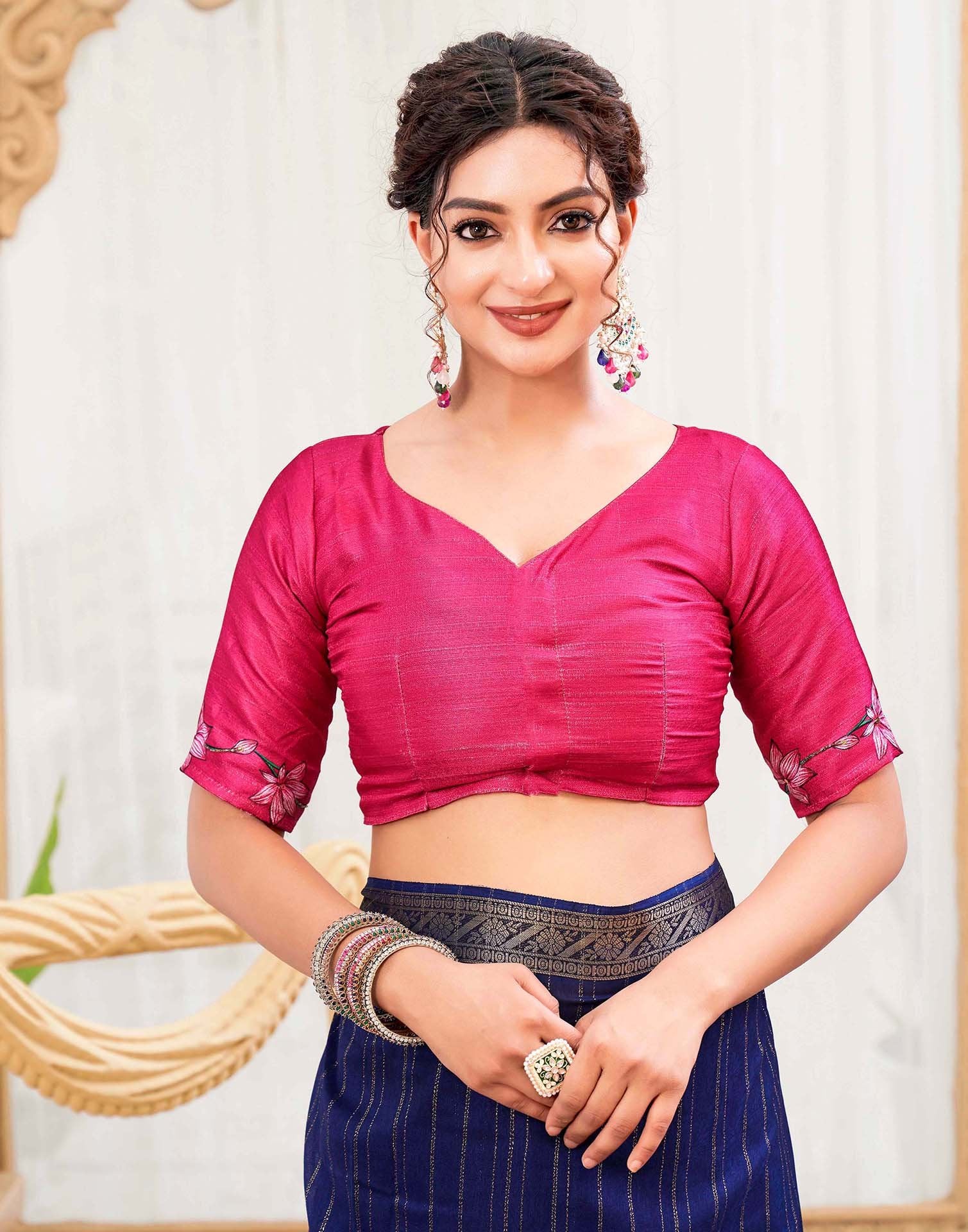 Blue Silk Zari Stripe Woven Saree