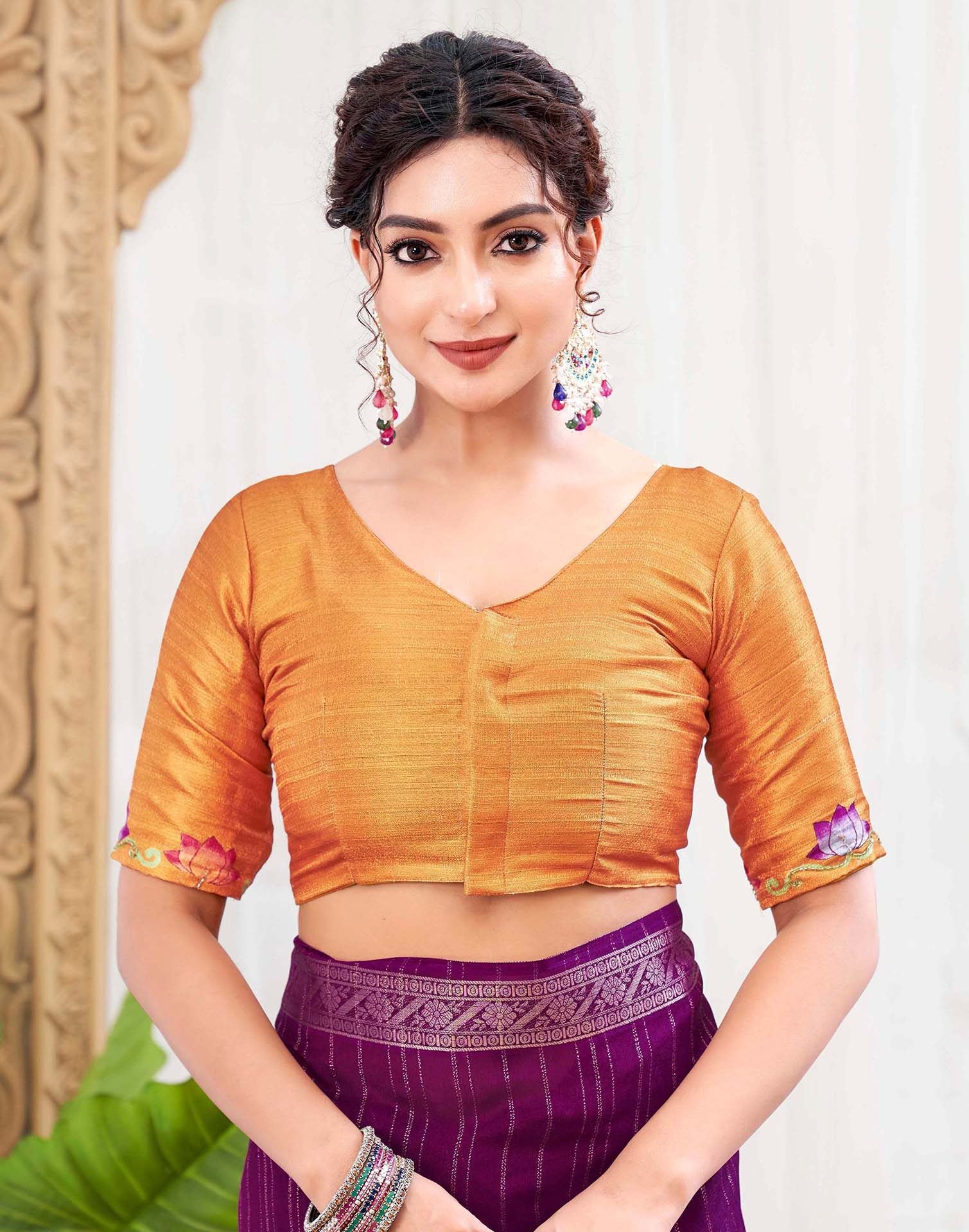 Dark Purple Silk Zari Stripe Woven Saree