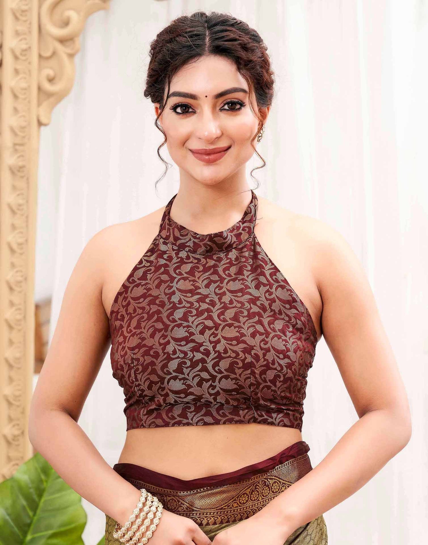 Khaki Silk Woven Kanjivaram Saree