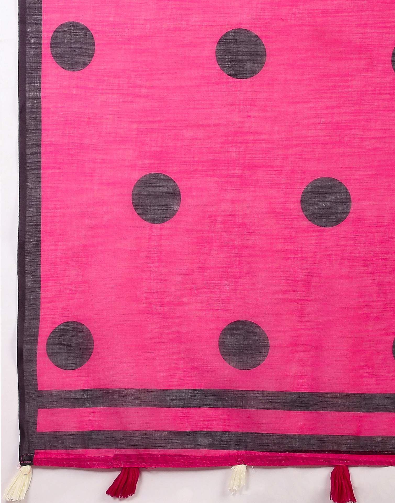 Bright Pink Linen Printed Saree