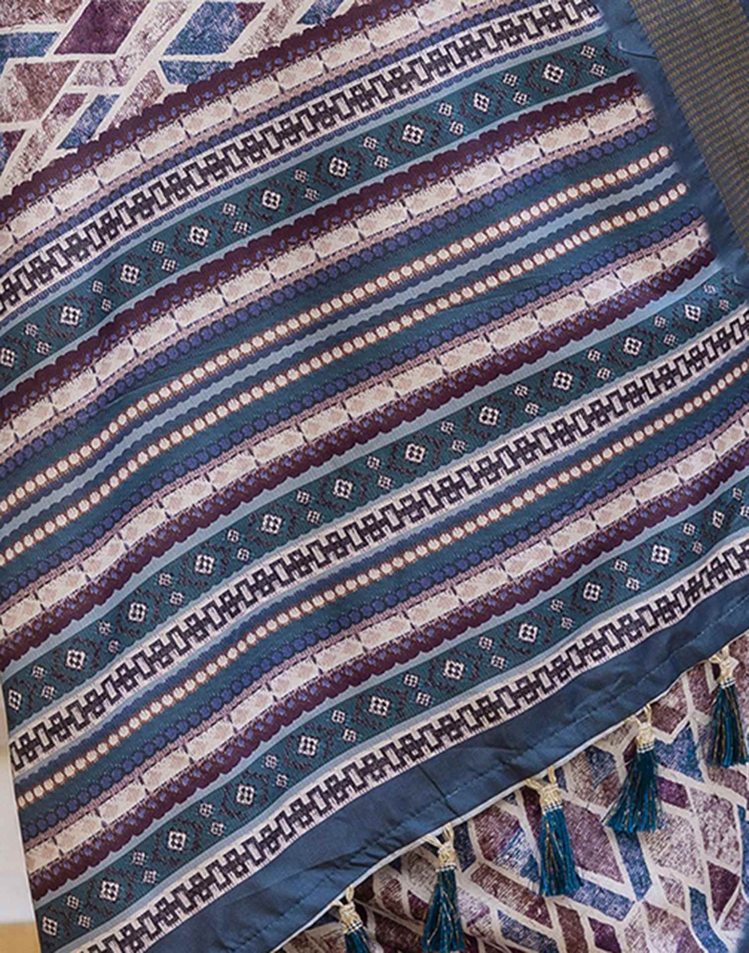 Off White Silk Printed Saree