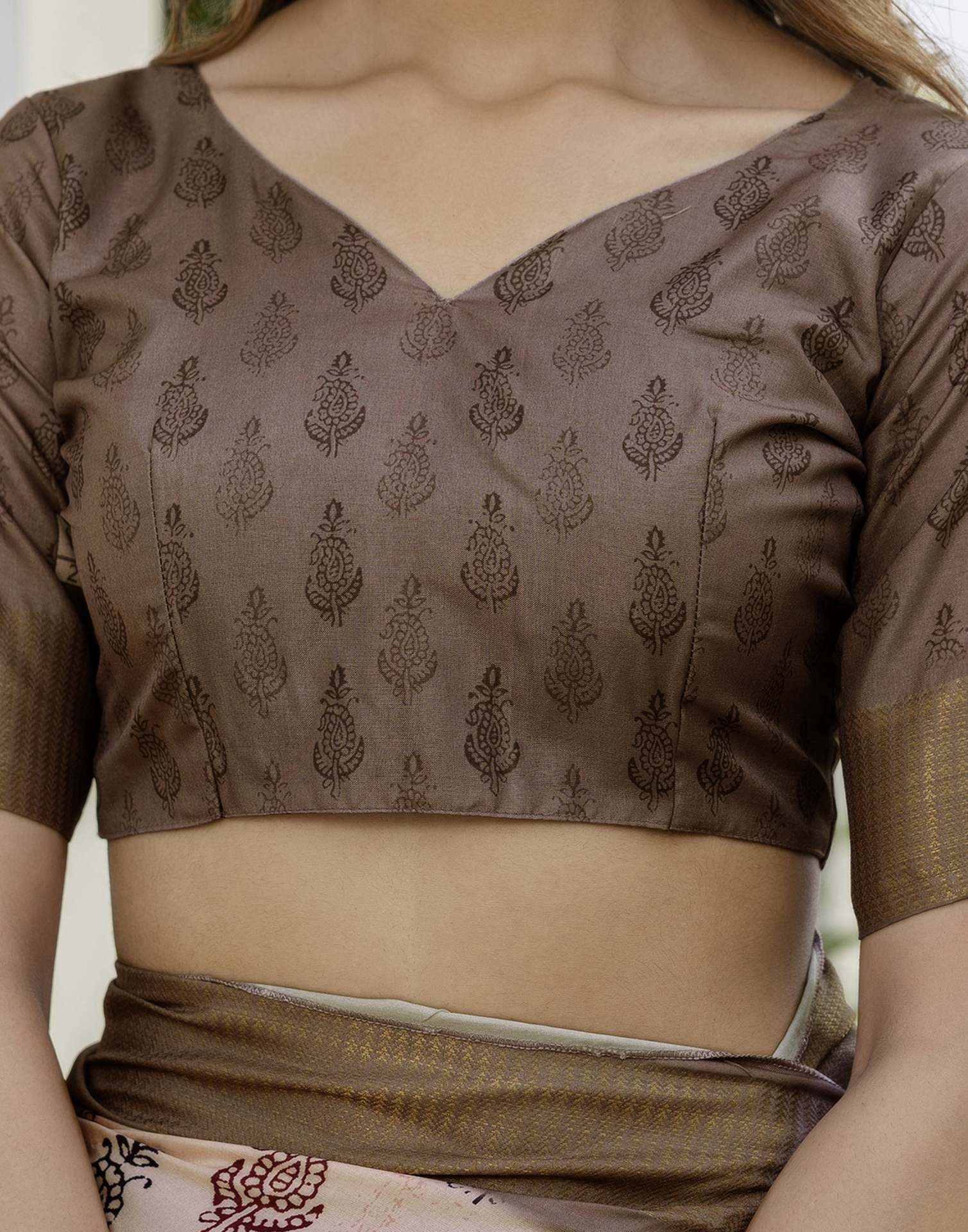 Peach Silk Printed Saree
