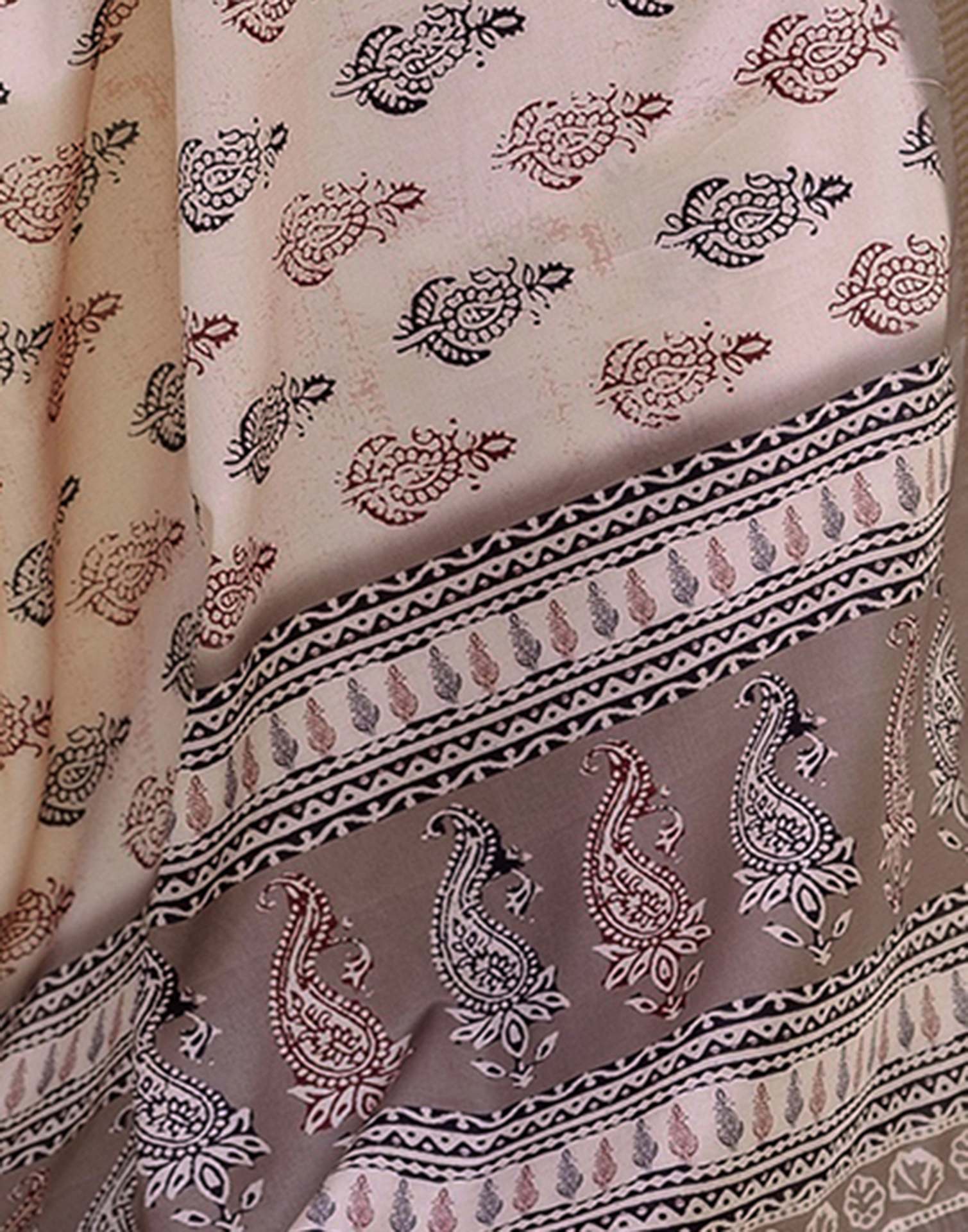 Peach Silk Printed Saree