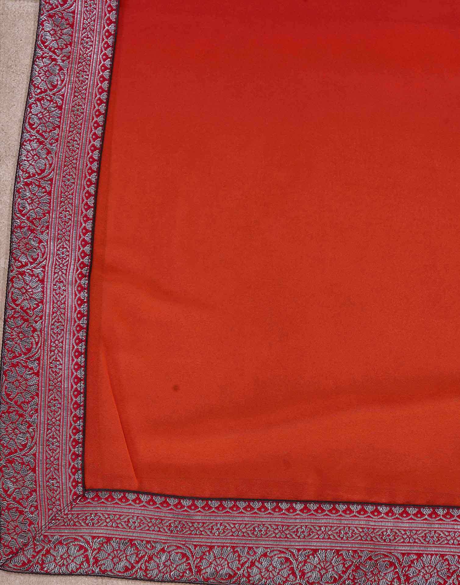 Red Georgette Woven Lace Saree