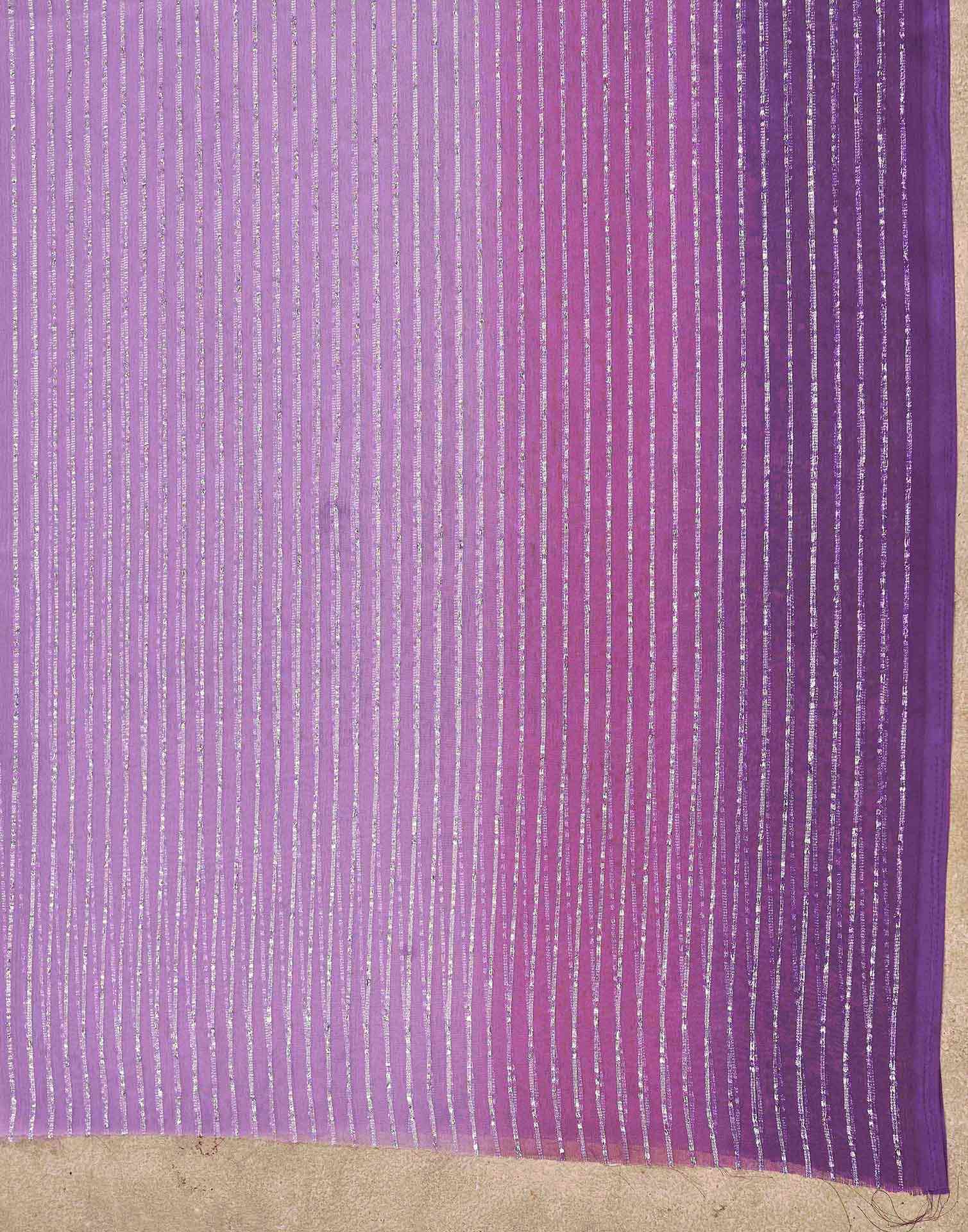 Purple Georgette Zari Stripe Saree