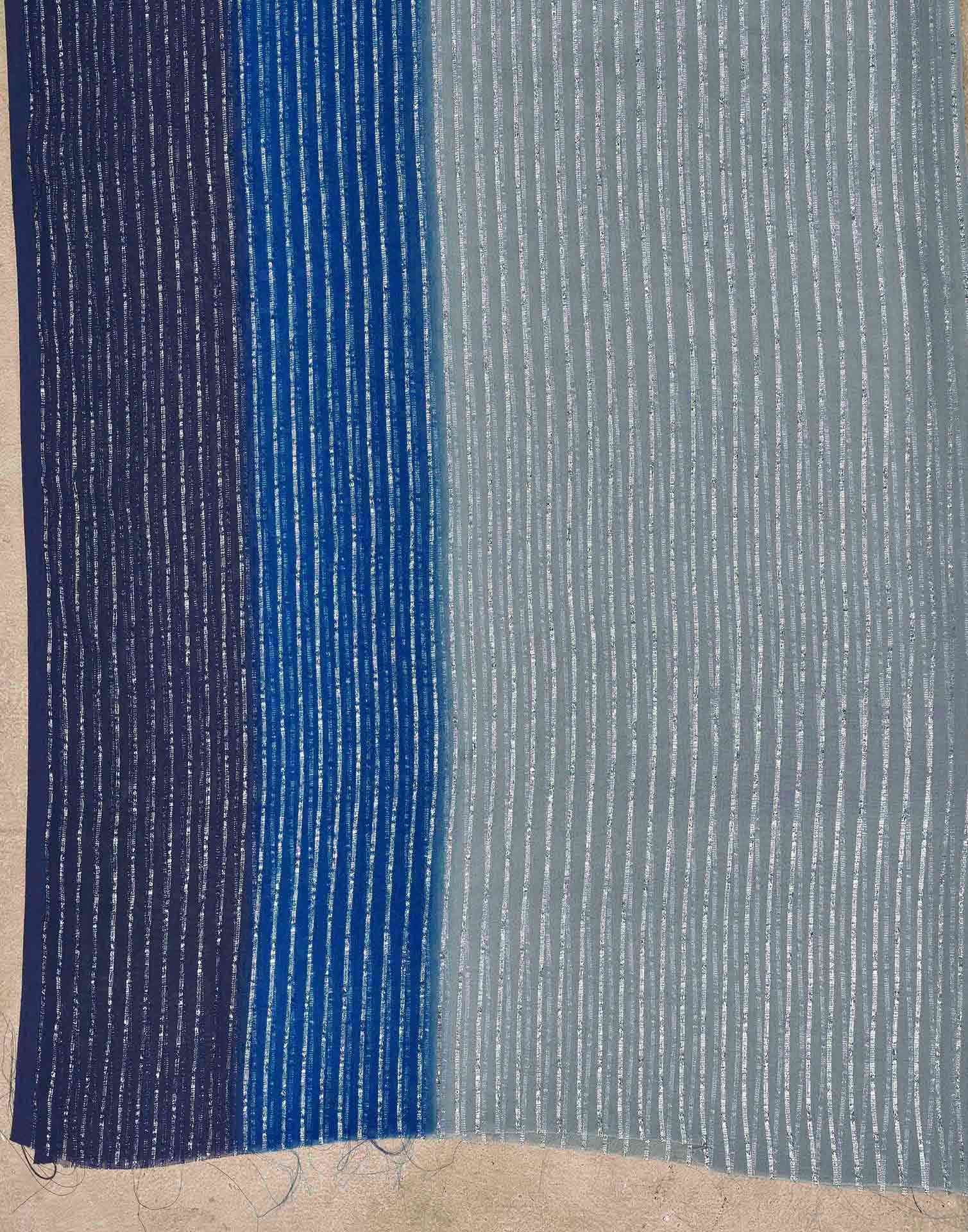 Navy Blue Georgette Zari Stripe Saree