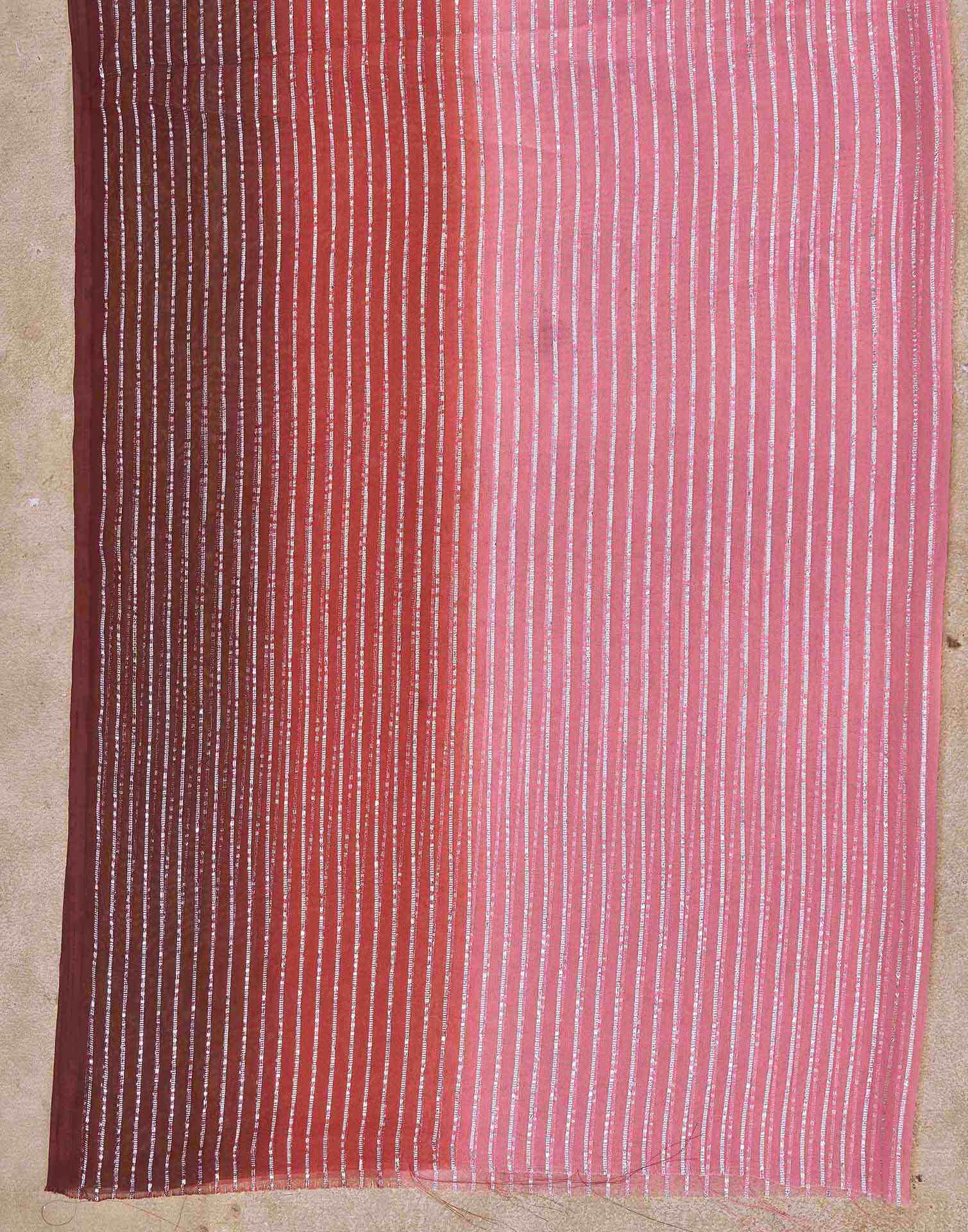 Wine Georgette Zari Stripe Saree