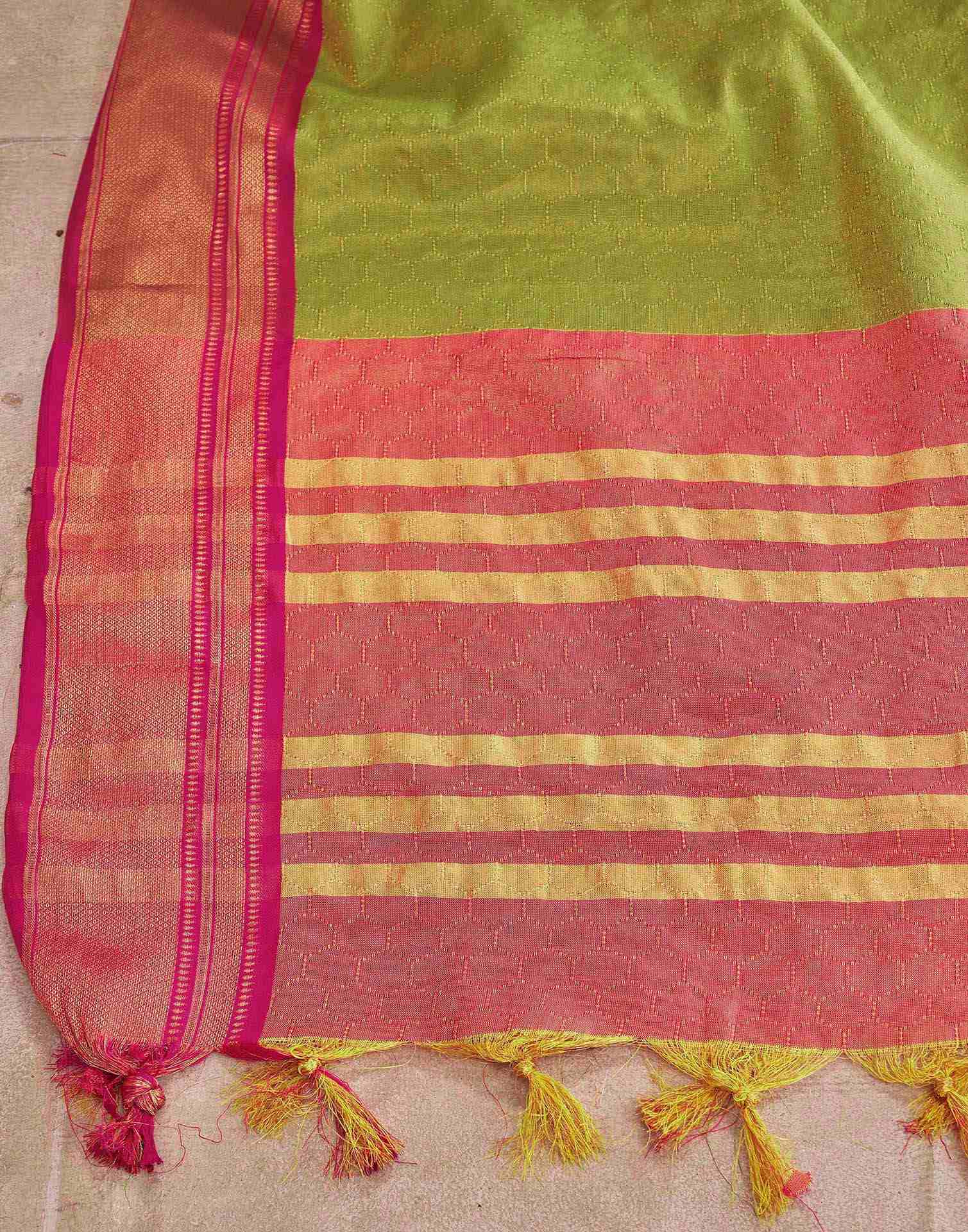 Parrot Green Silk Woven Kanjivaram Saree