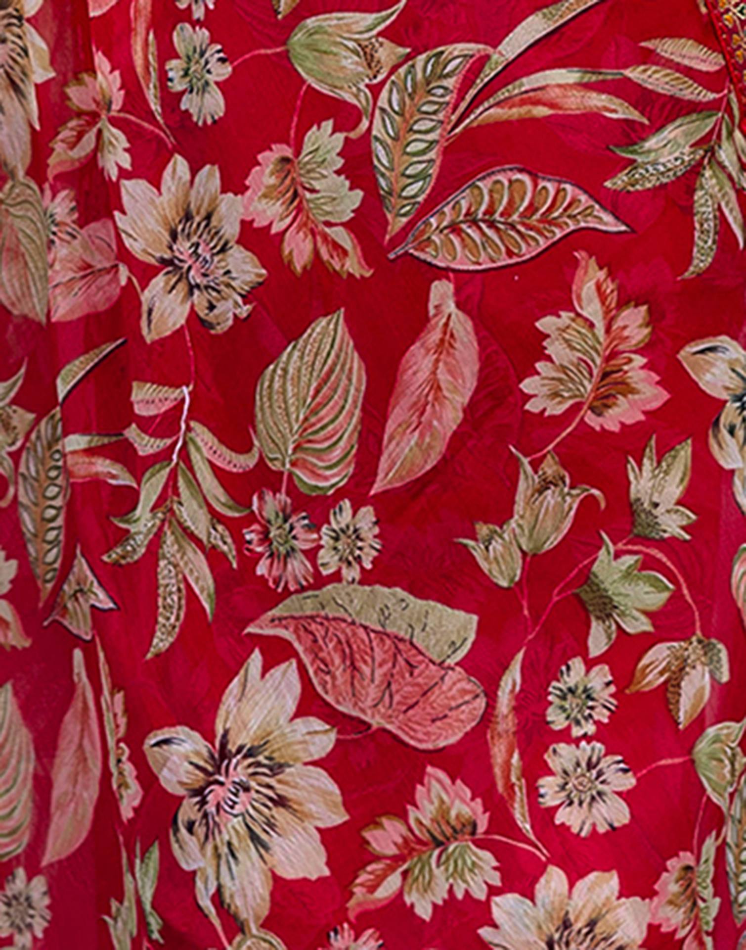 Red Chiffon Printed Saree