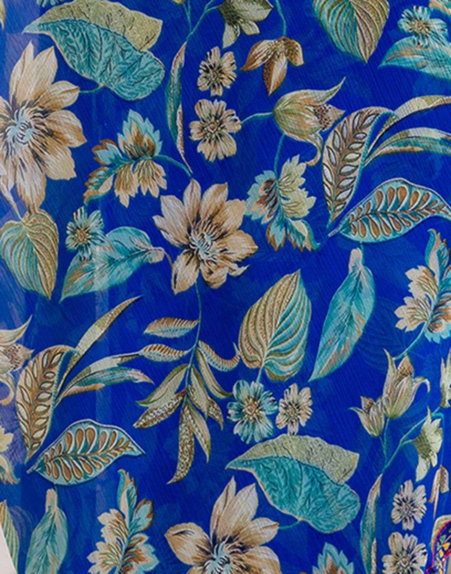 Blue Chiffon Printed Saree