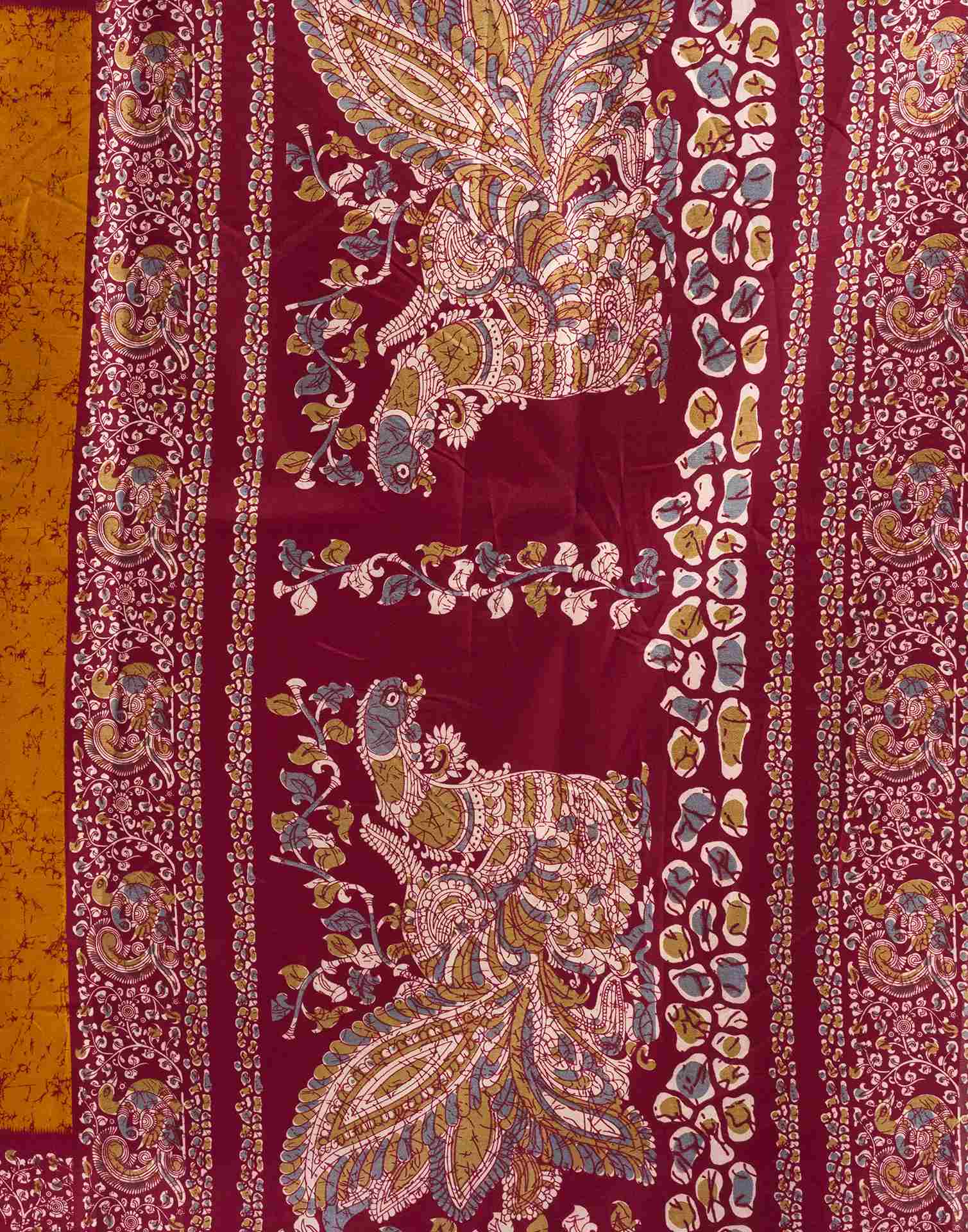 Muatard Yellow Dola Silk Printed Saree