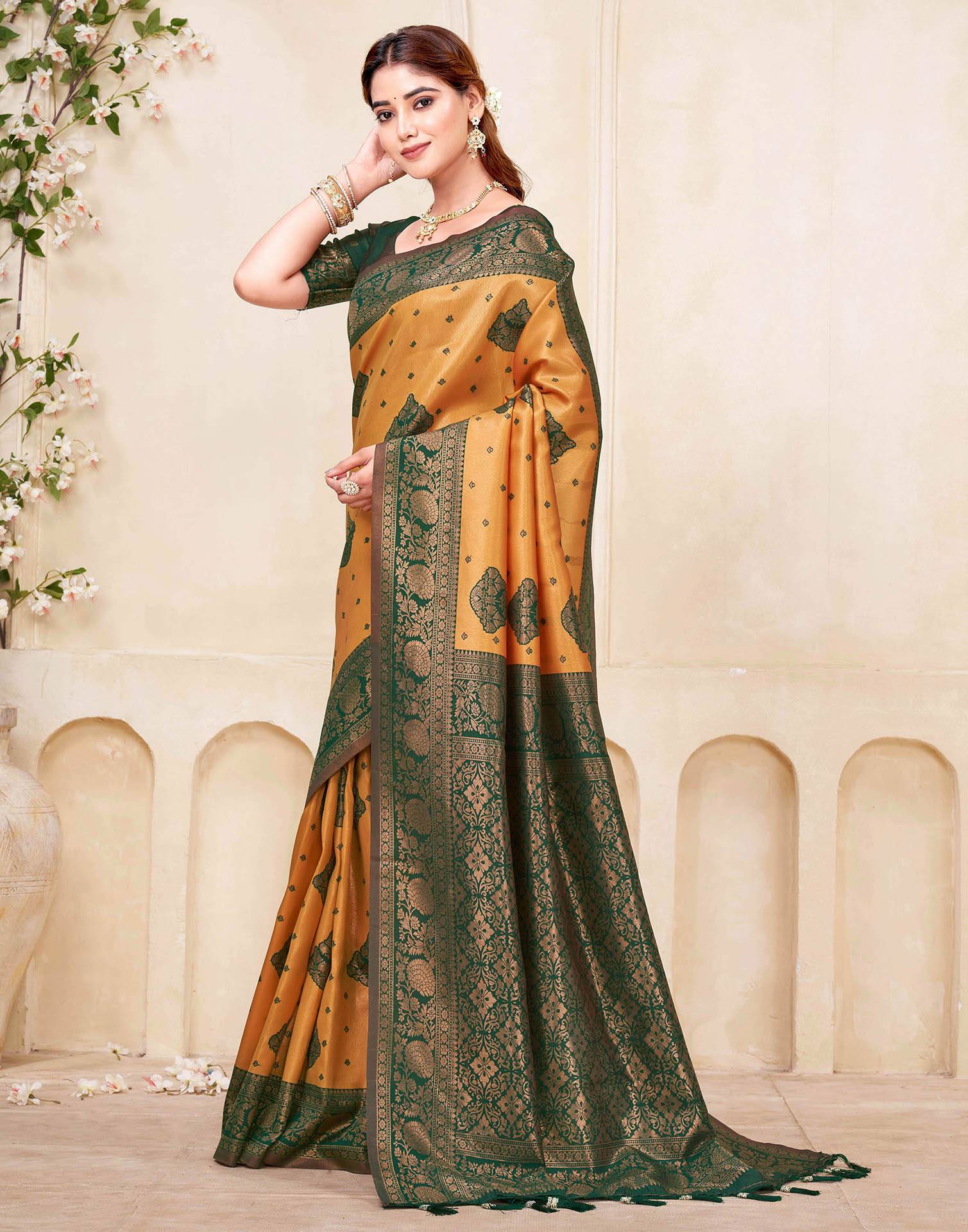 Mustard Yellow Silk Woven Saree