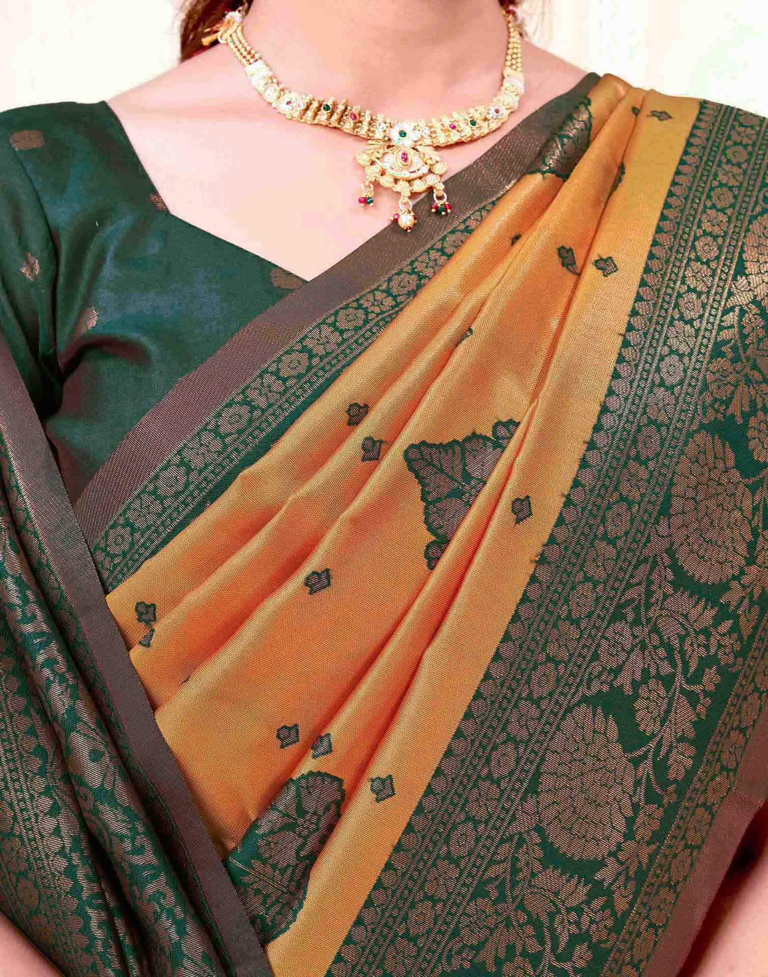 Mustard Yellow Silk Woven Saree