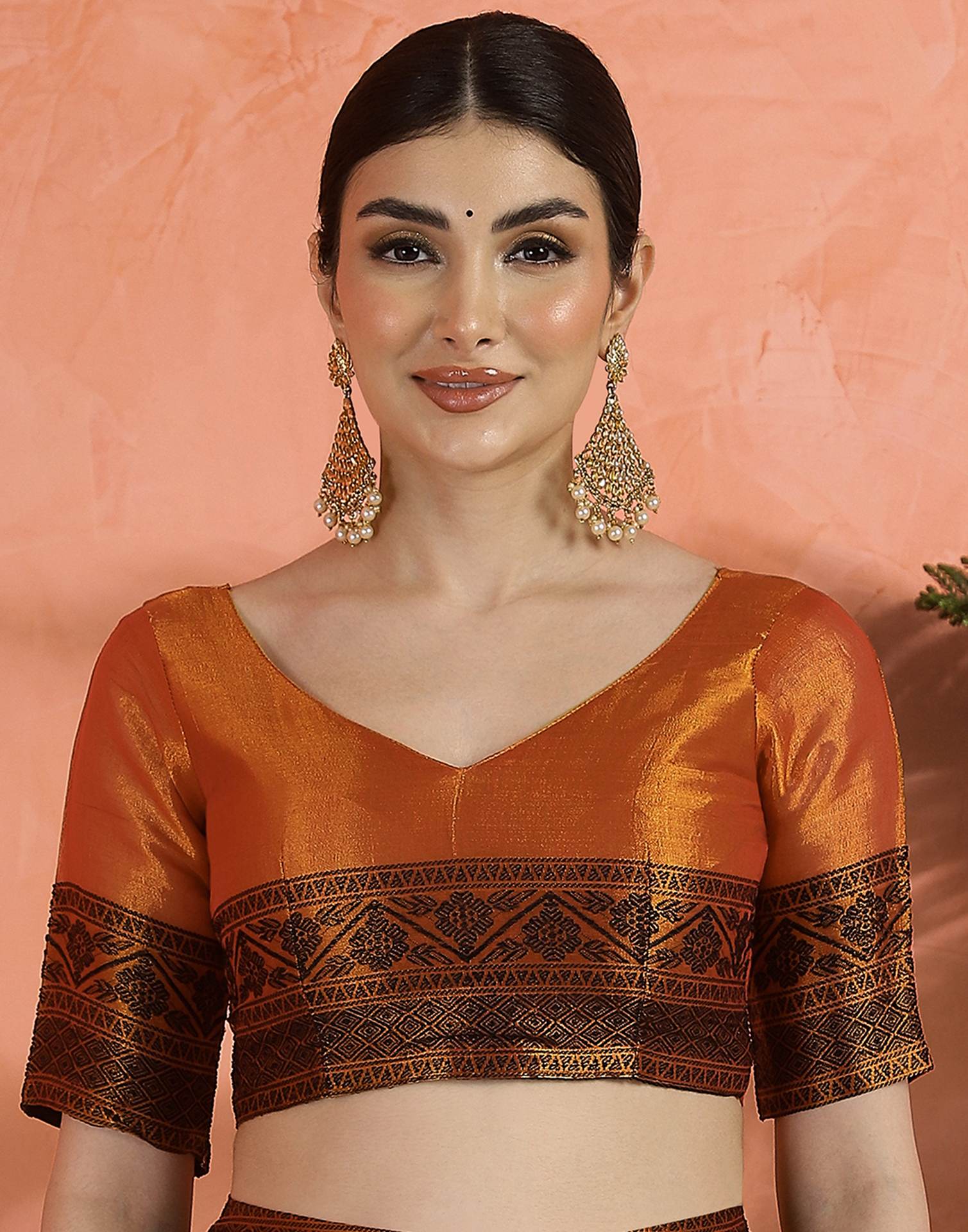 Orange Tissue Cotton Woven Saree