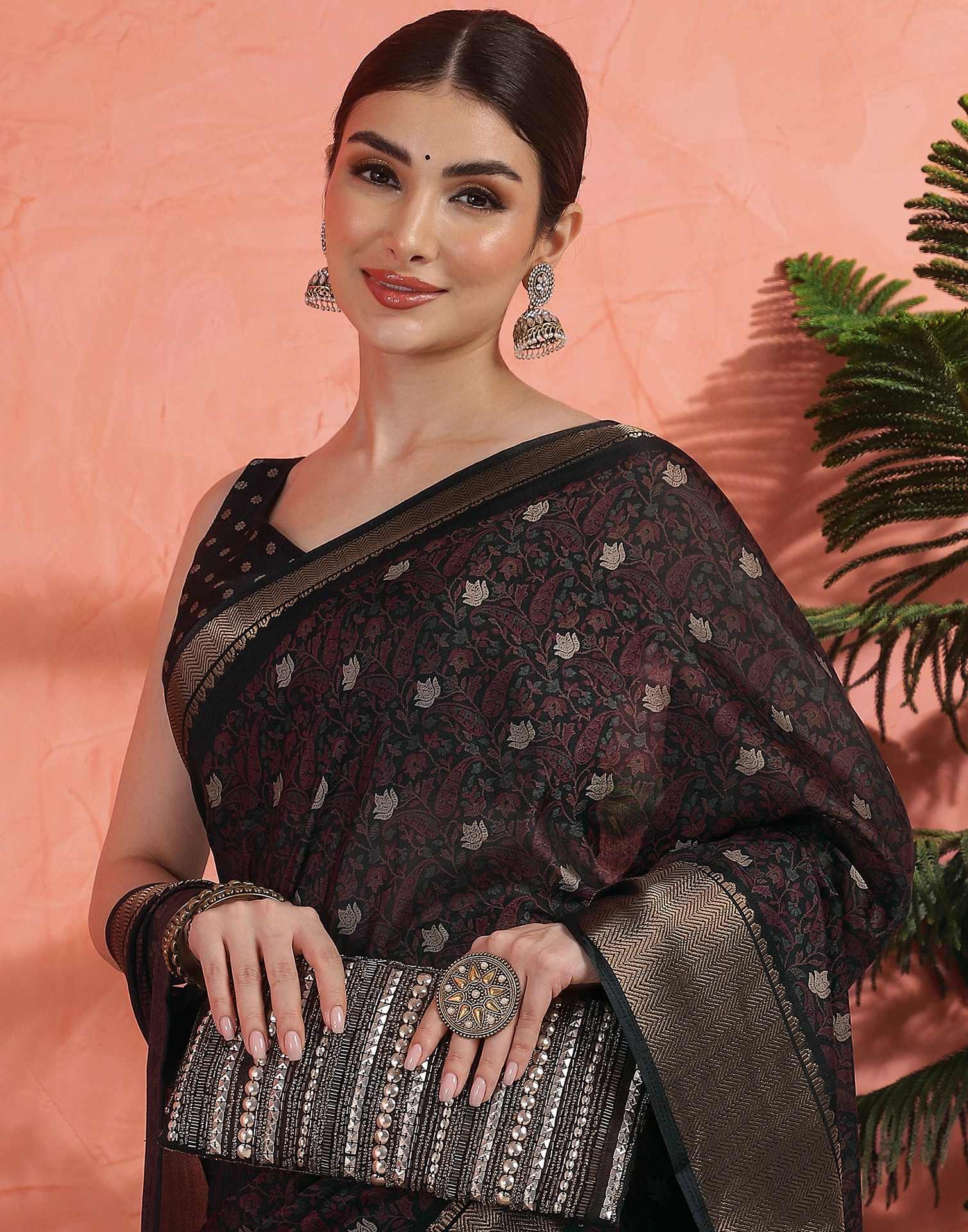 Black Silk Printed Saree