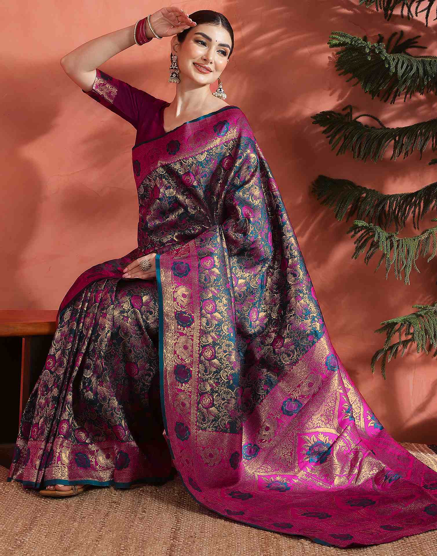 Rama Green Silk Woven Banarasi Saree