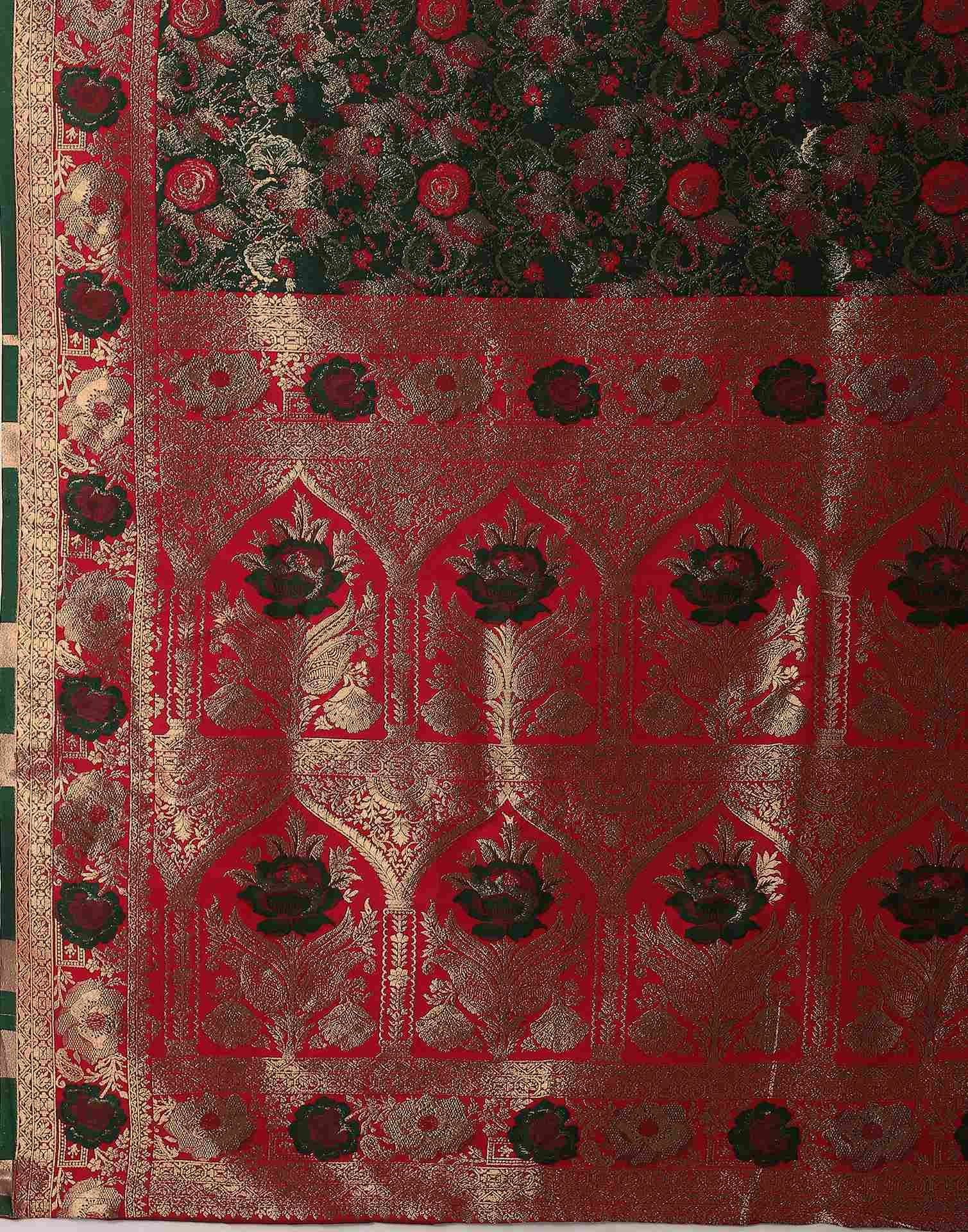 Dark Green Silk Woven Banarasi Saree