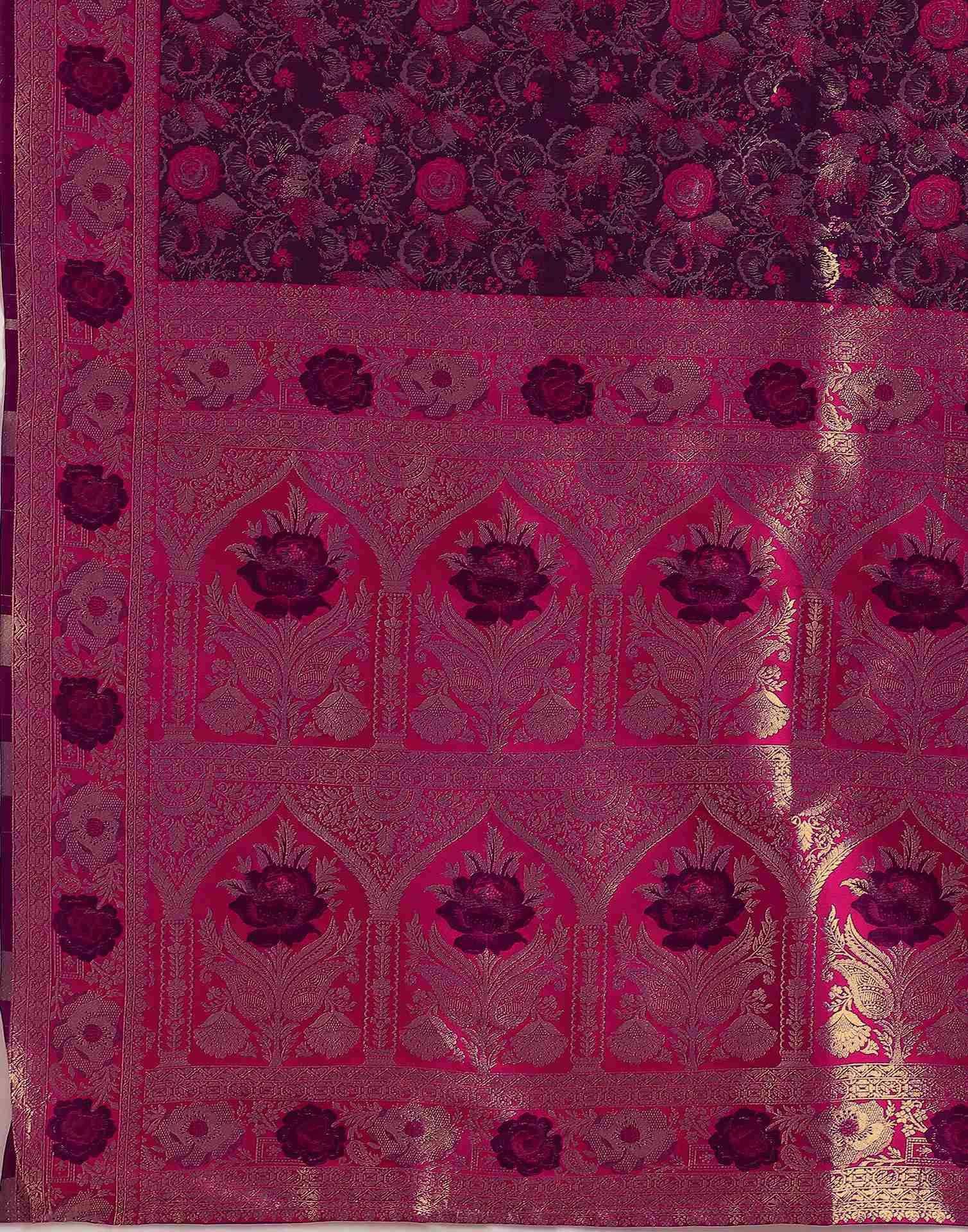 Dark Purple Silk Woven Banarasi Saree