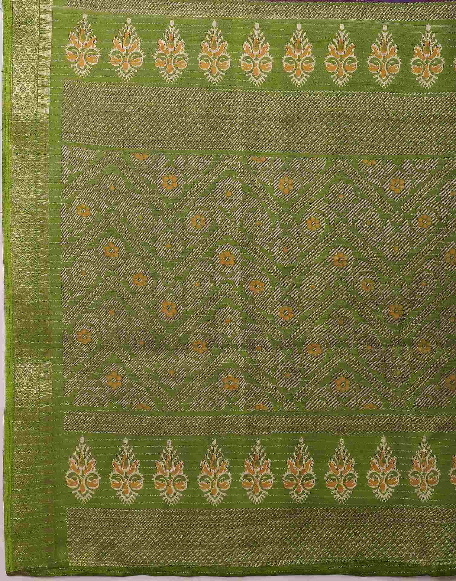 Deep Violet Silk Printed Zari Stripe Saree