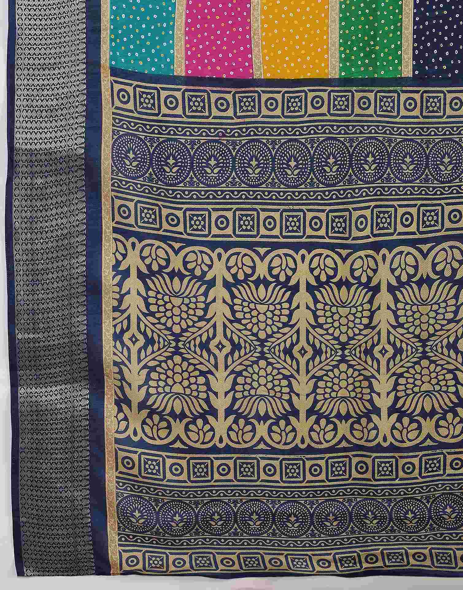 Multicoloured Silk Printed Bandhani Saree
