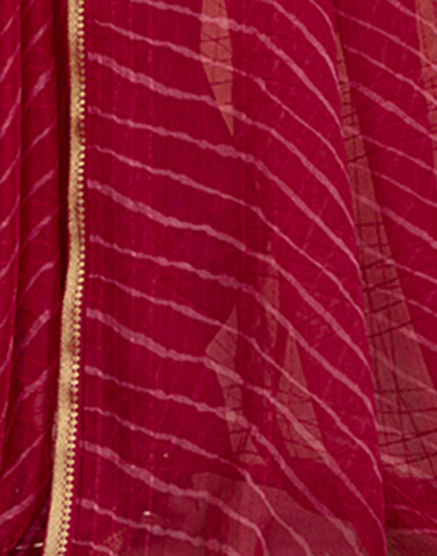 Red Chiffon Laheriya Saree
