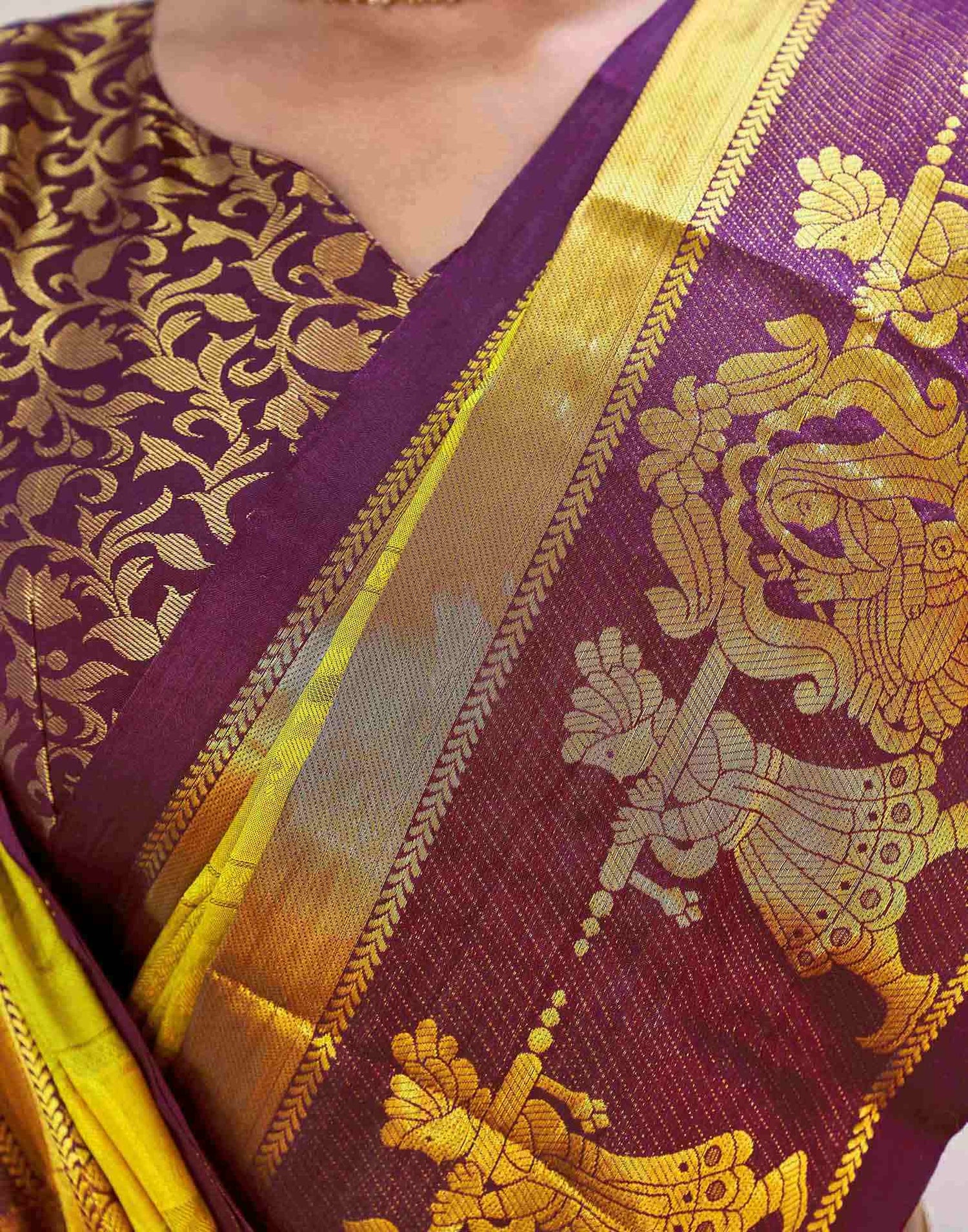 Mustard Silk Woven Kanjivaram Saree