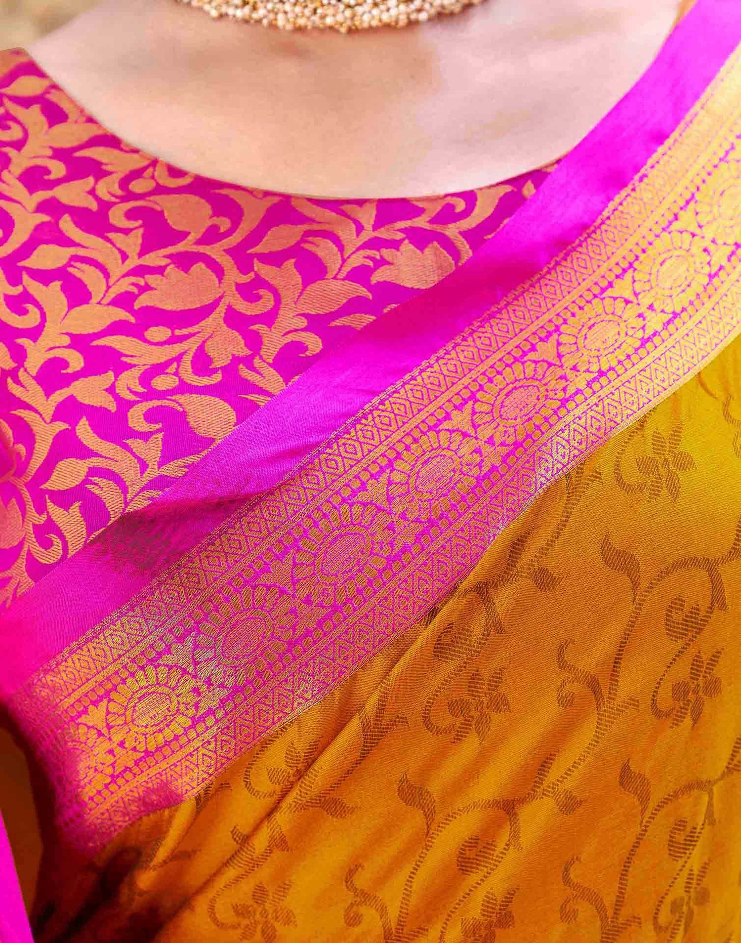 Mustard Yellow Silk Woven Kanjivaram Saree