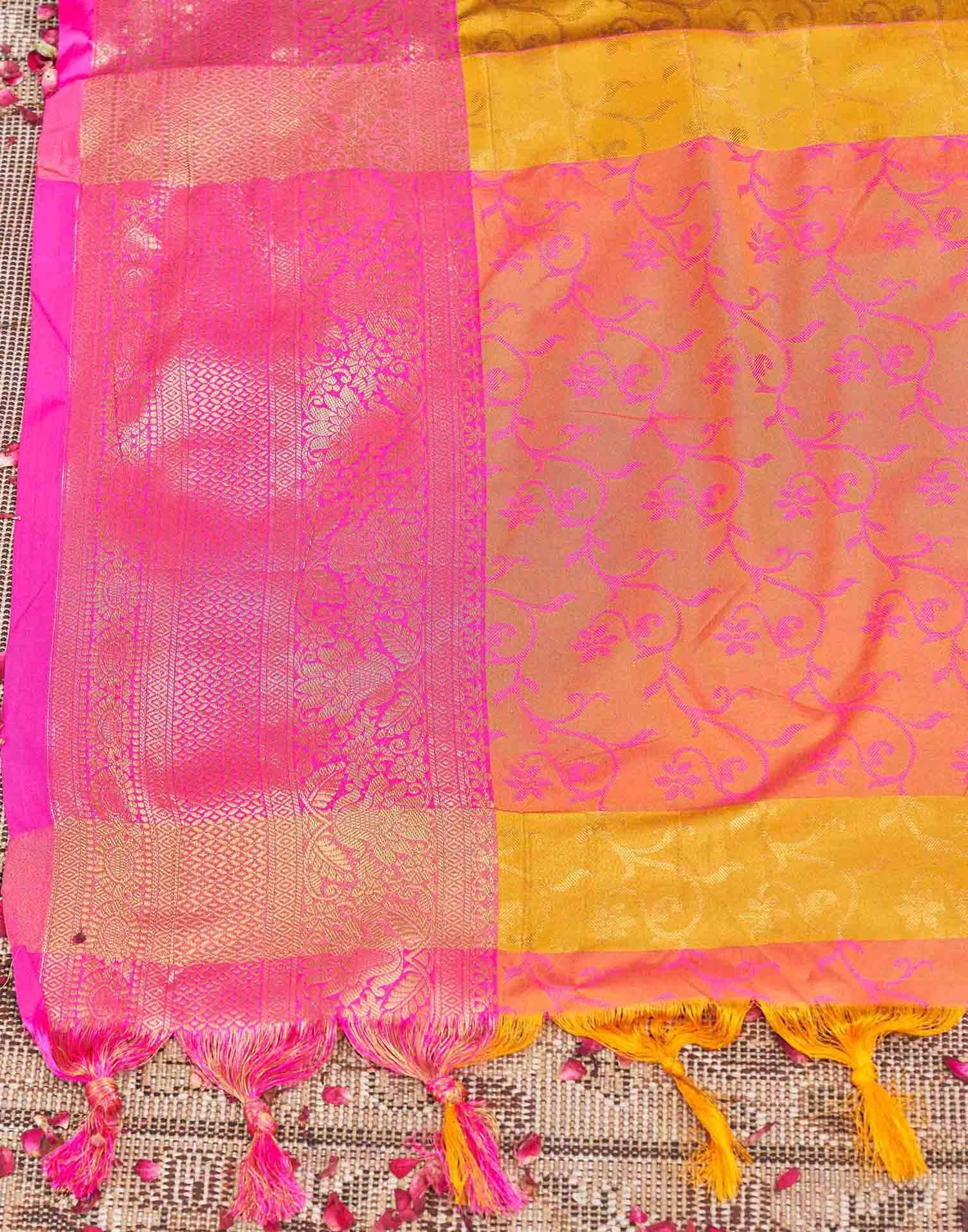 Mustard Yellow Silk Woven Kanjivaram Saree