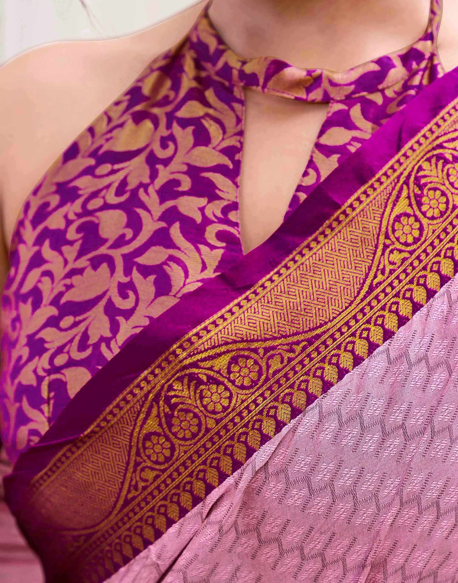 Pink Silk Woven Kanjivaram Saree