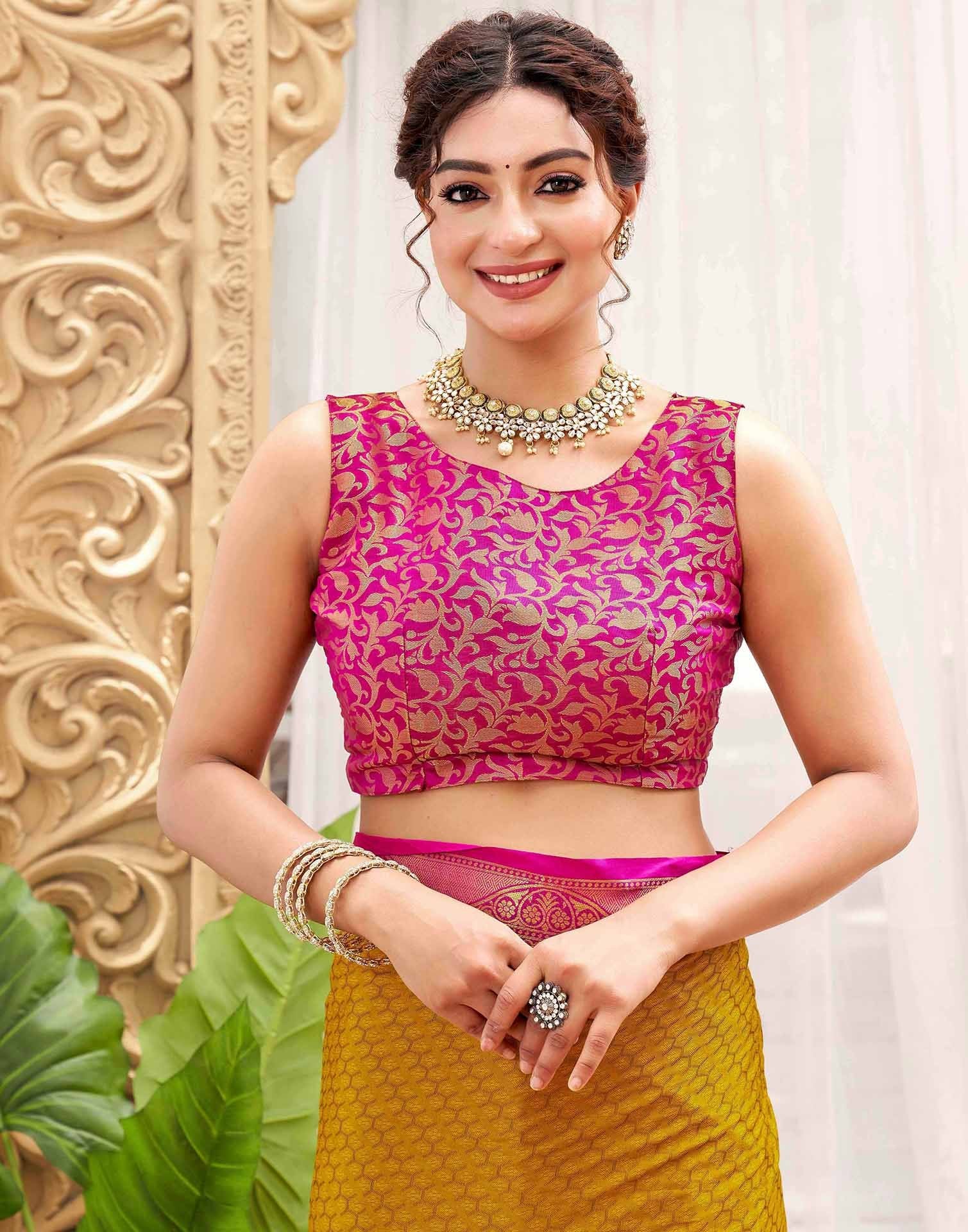 Mustard Yellow Silk Woven Kanjivaram Saree