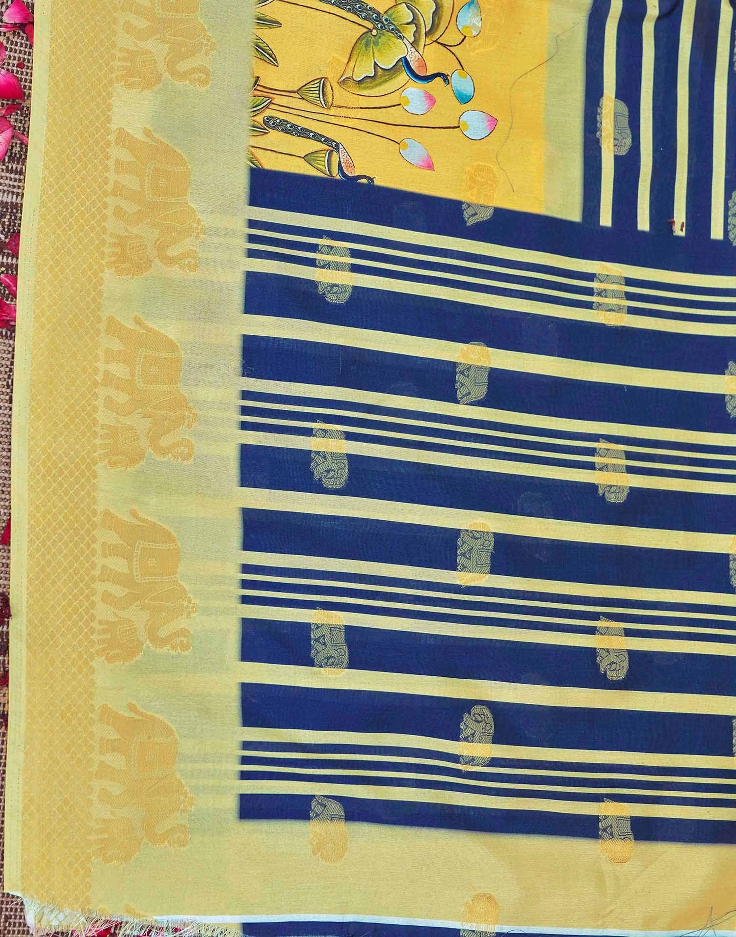 Navy Blue Silk Woven Kanjivaram Saree