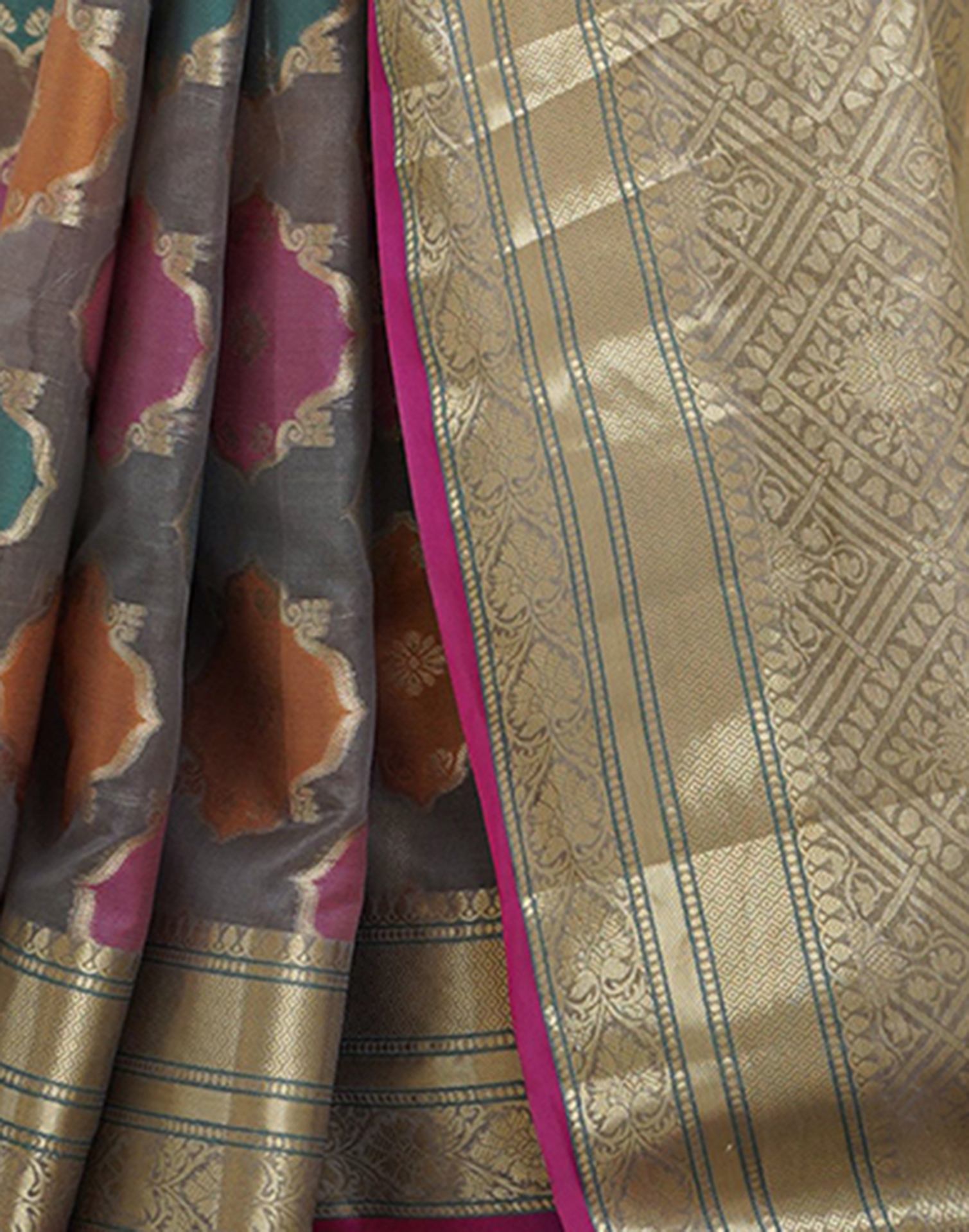 Grey Silk Woven Saree