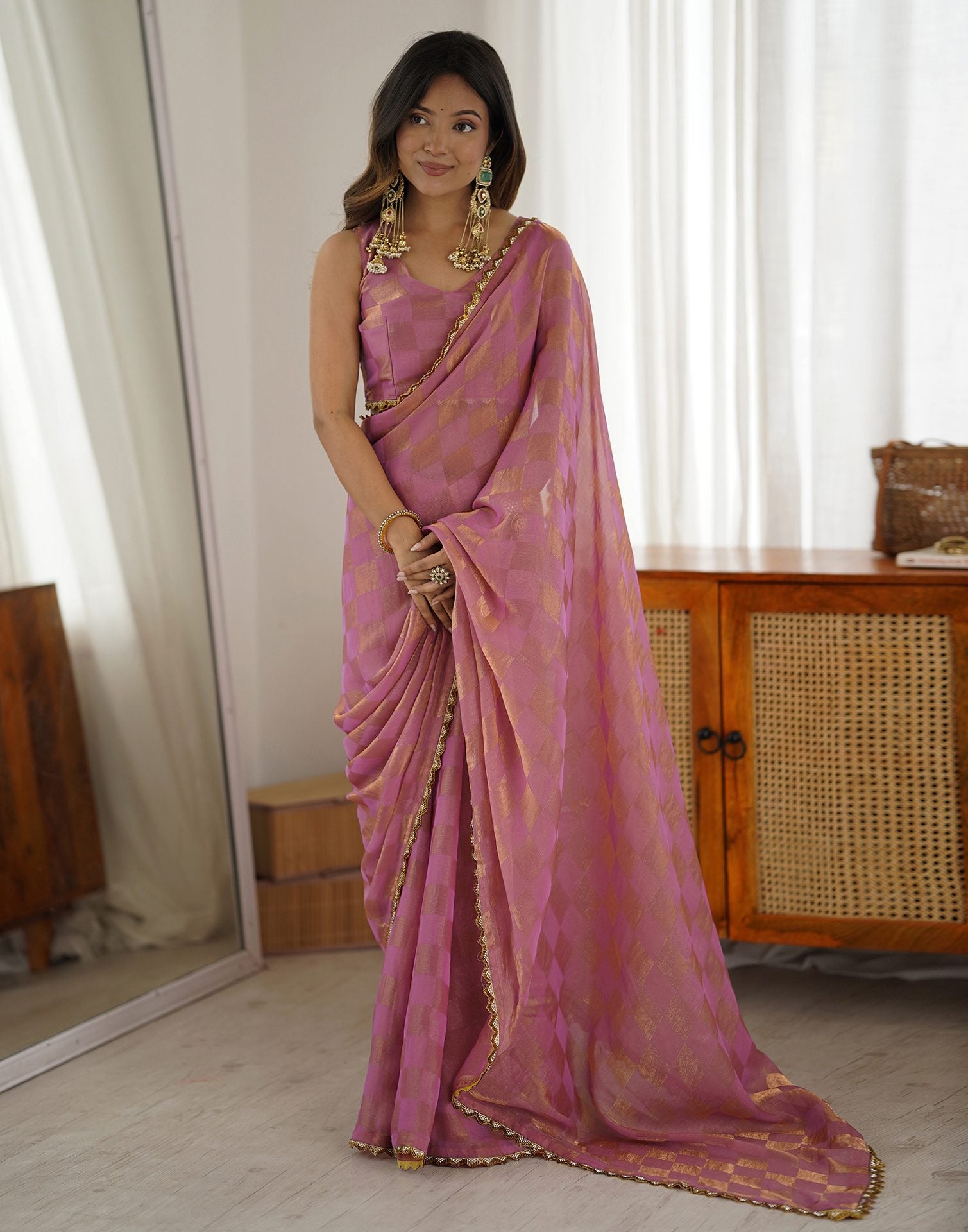 Purple Shimmer Woven Saree