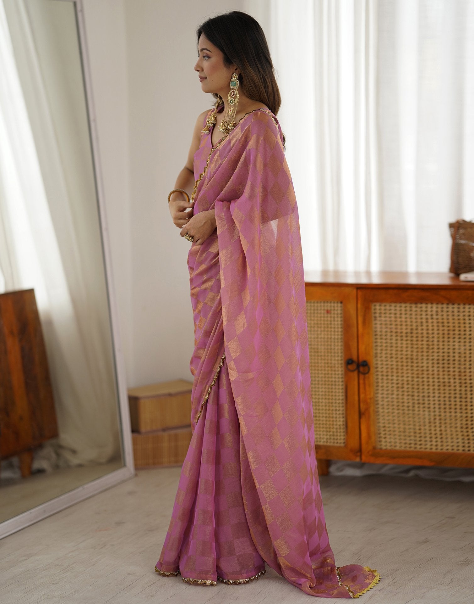 Purple Shimmer Woven Saree