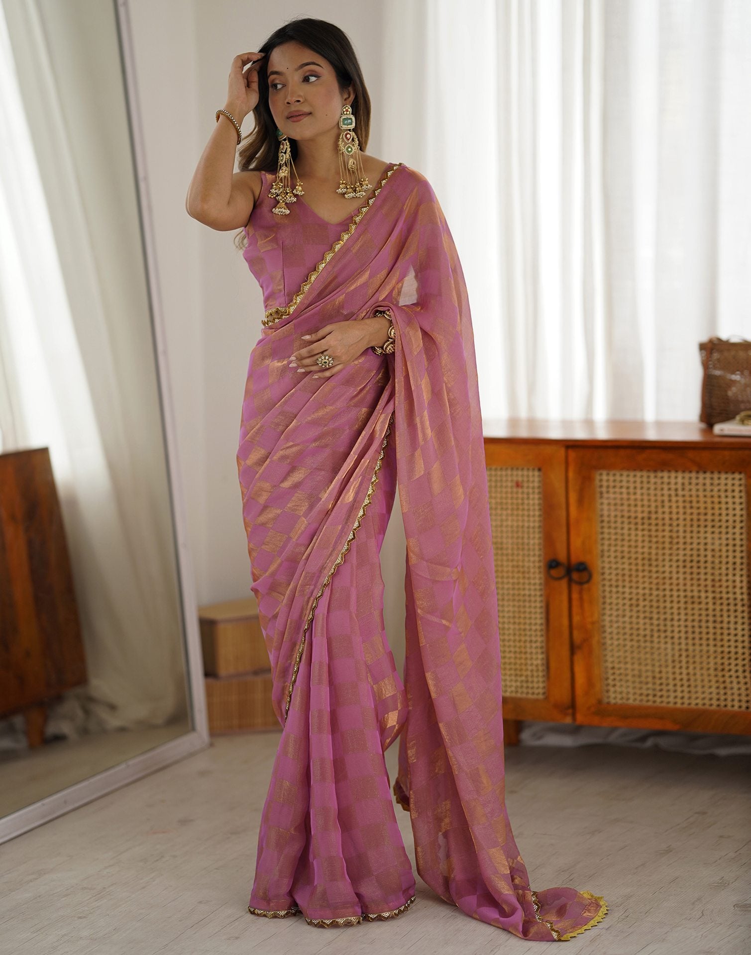 Purple Shimmer Woven Saree