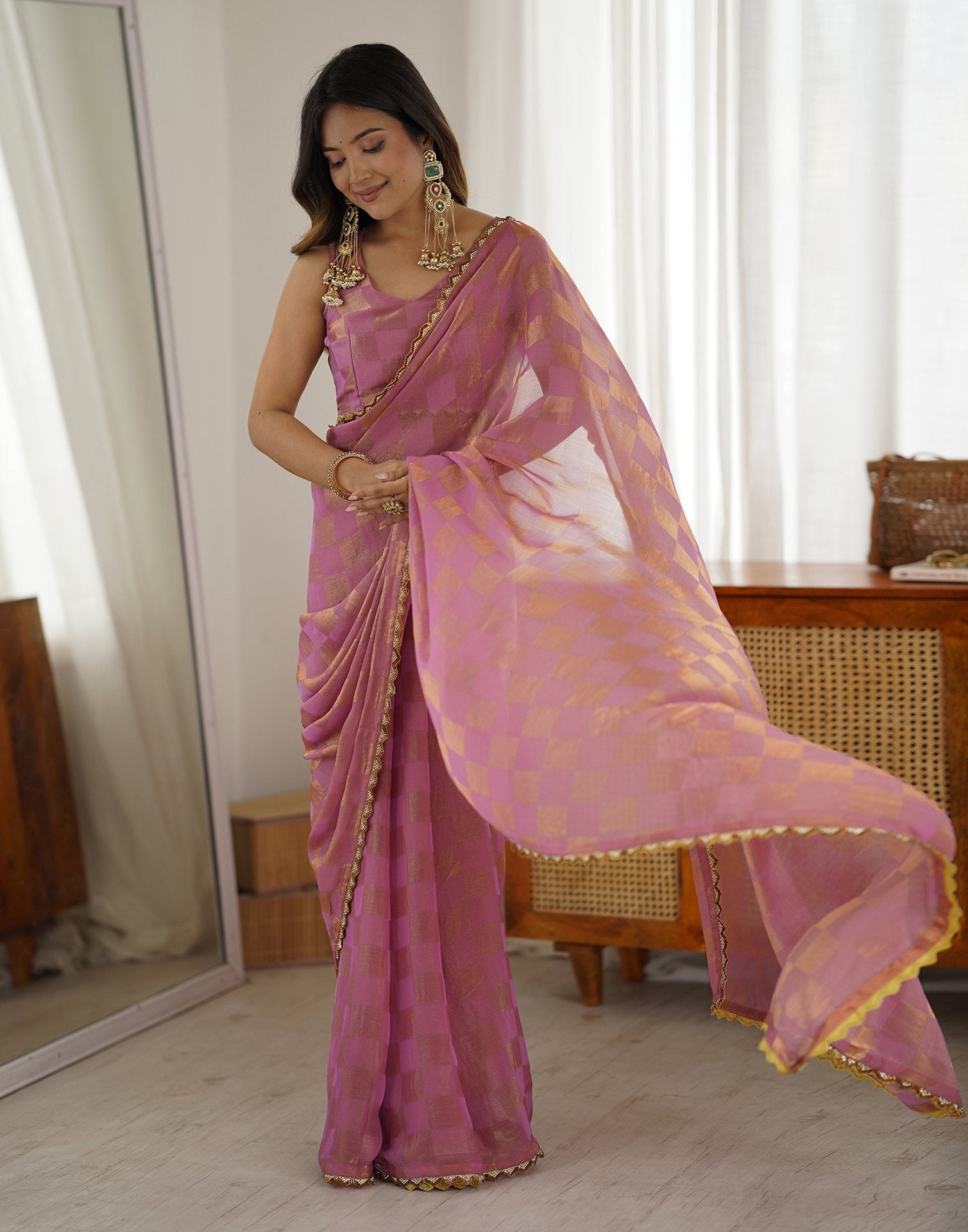 Purple Shimmer Woven Saree