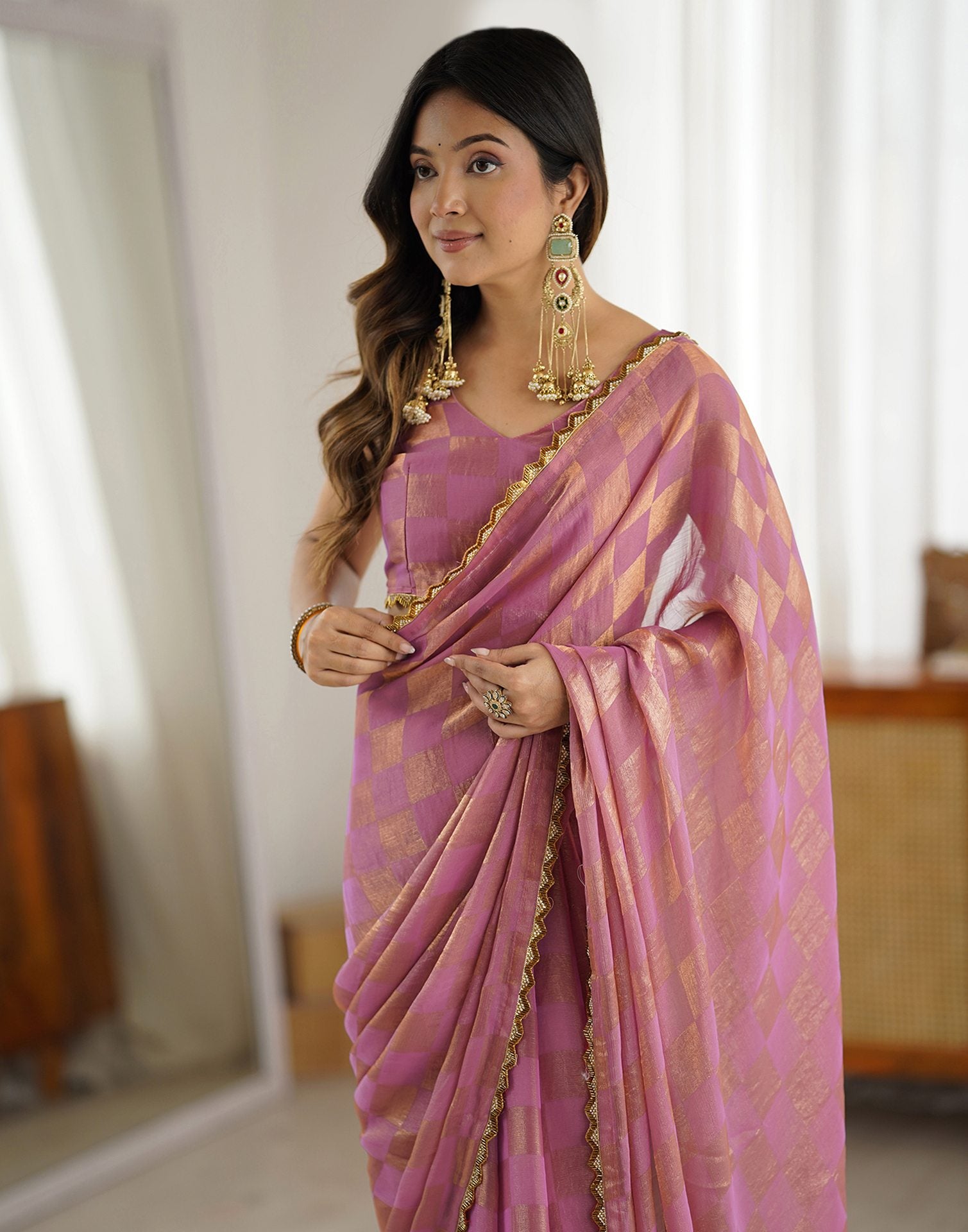 Purple Shimmer Woven Saree