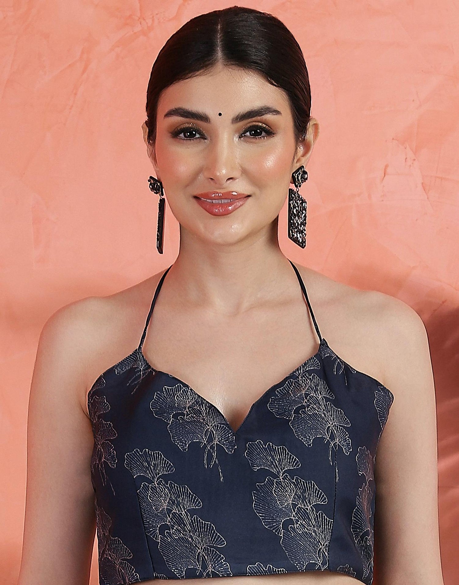 Blue Satin Printed Saree