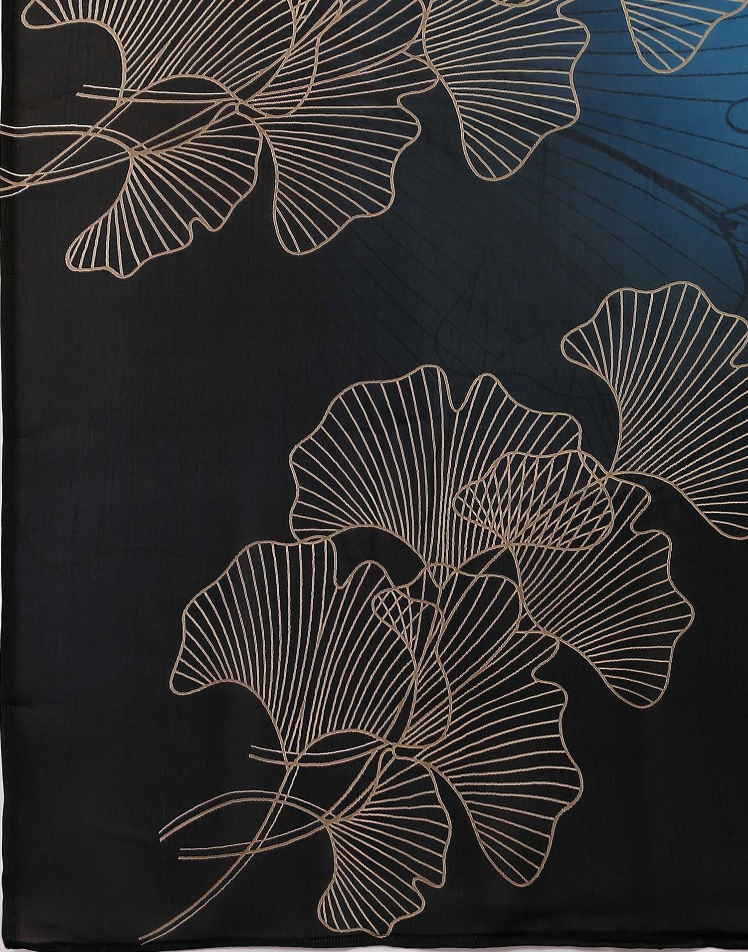 Blue Satin Printed Saree