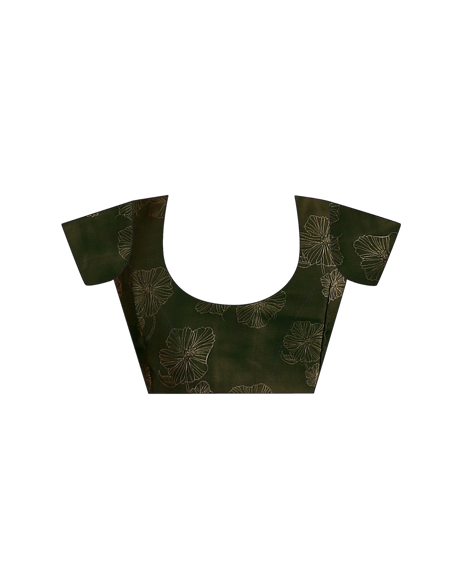 Dark Green Satin Printed Saree