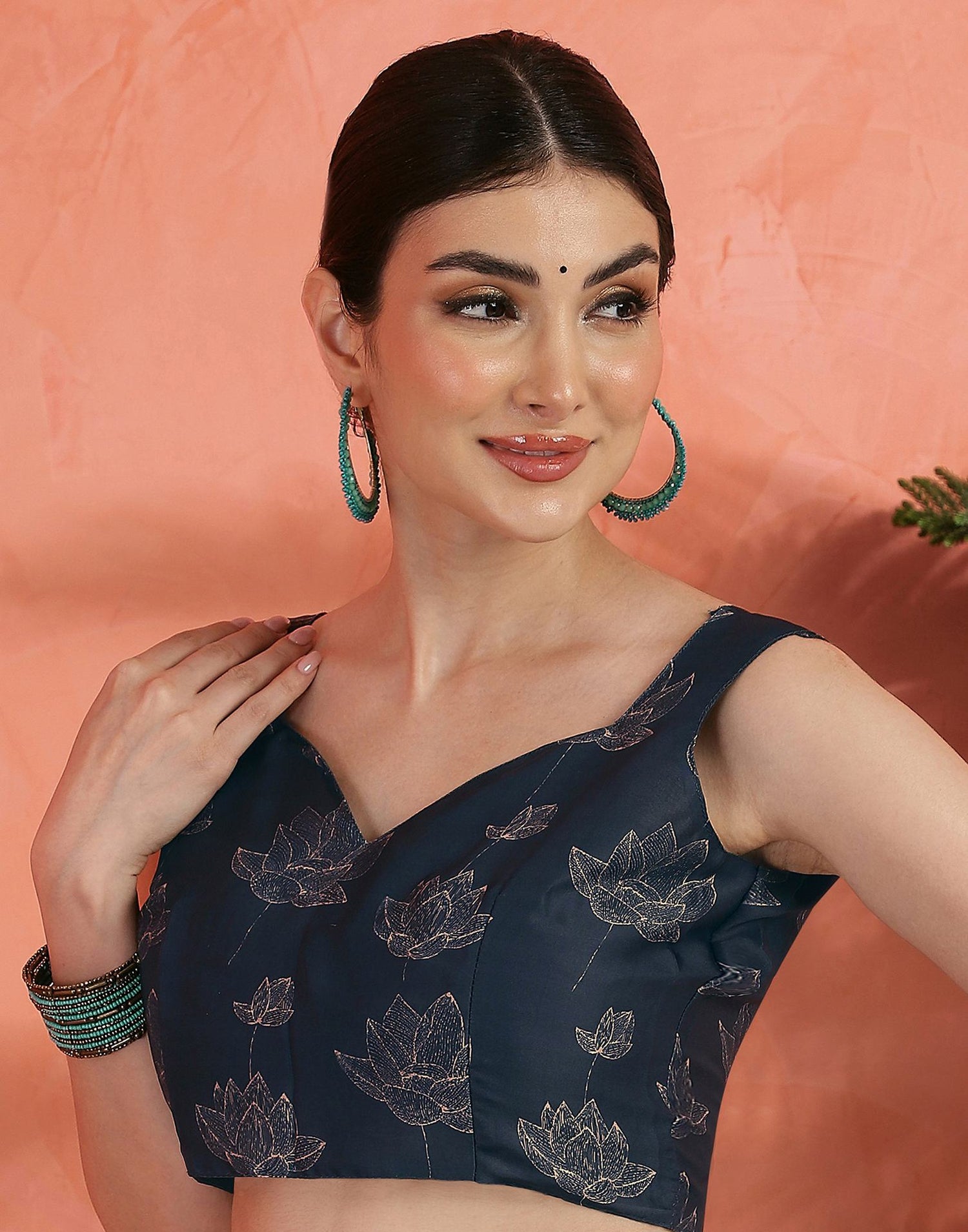 Opal Blue Satin Printed Saree