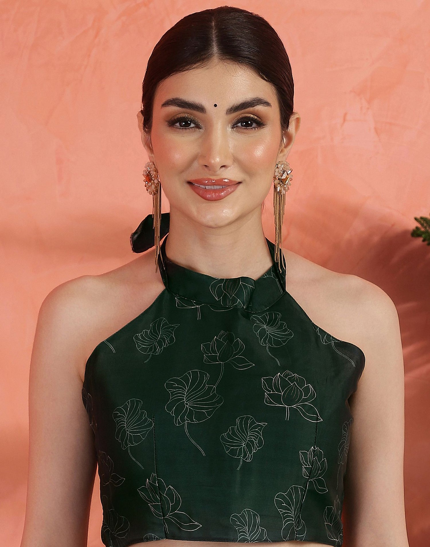 Sea Green Satin Printed Saree