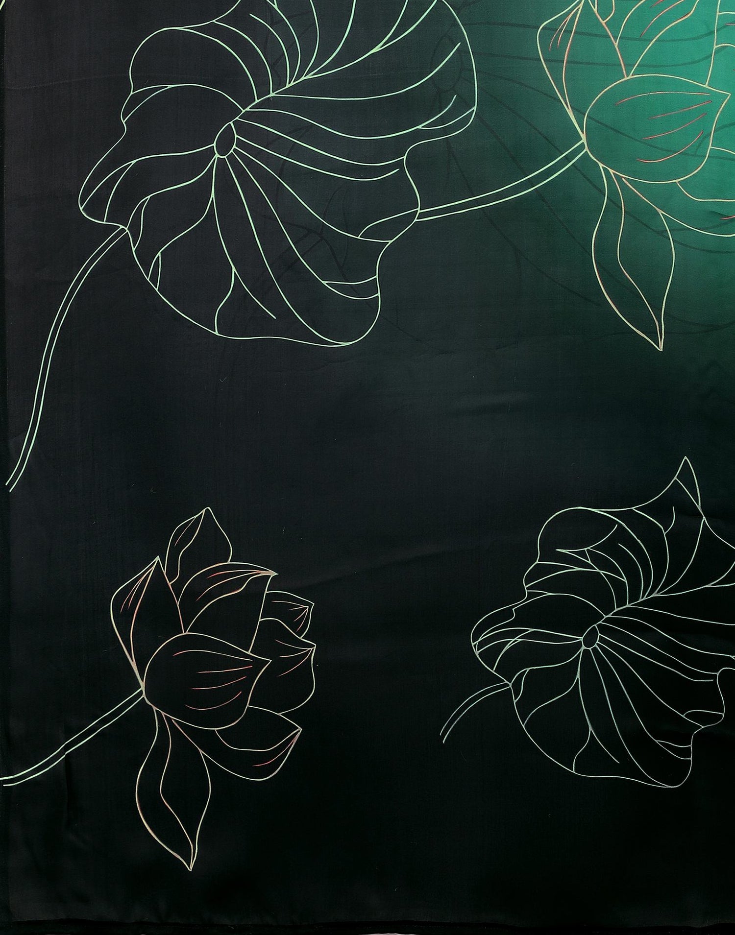 Sea Green Satin Printed Saree