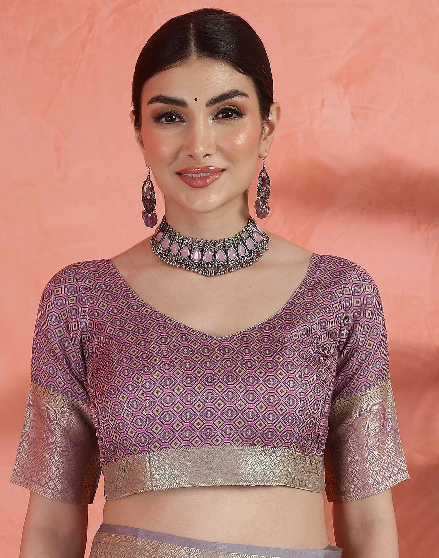 Grey Silk Printed Saree