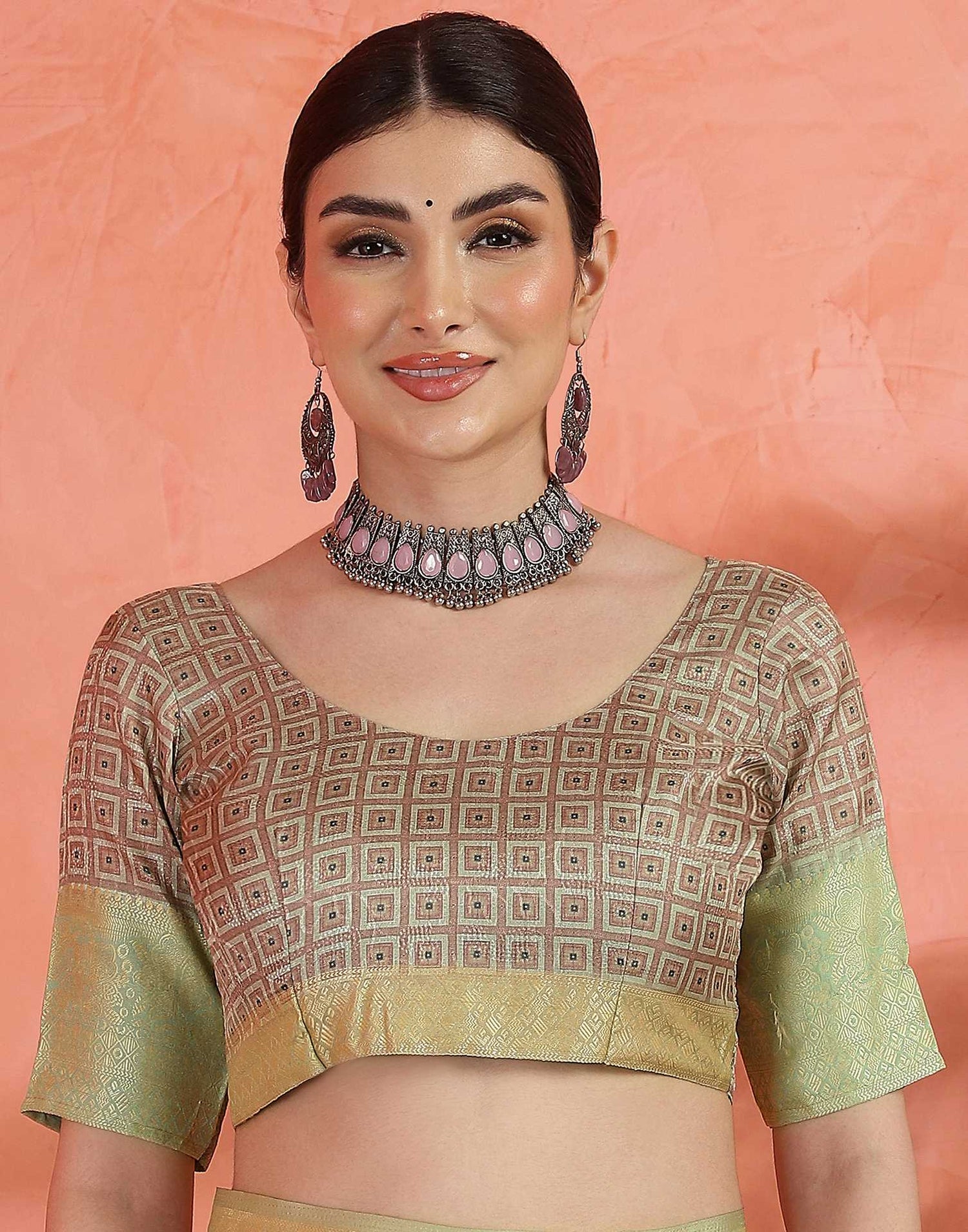 Mint Green Silk Printed Saree