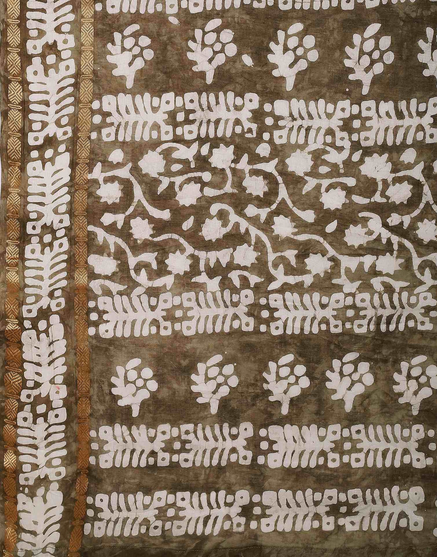 Brown Cotton Printed Saree