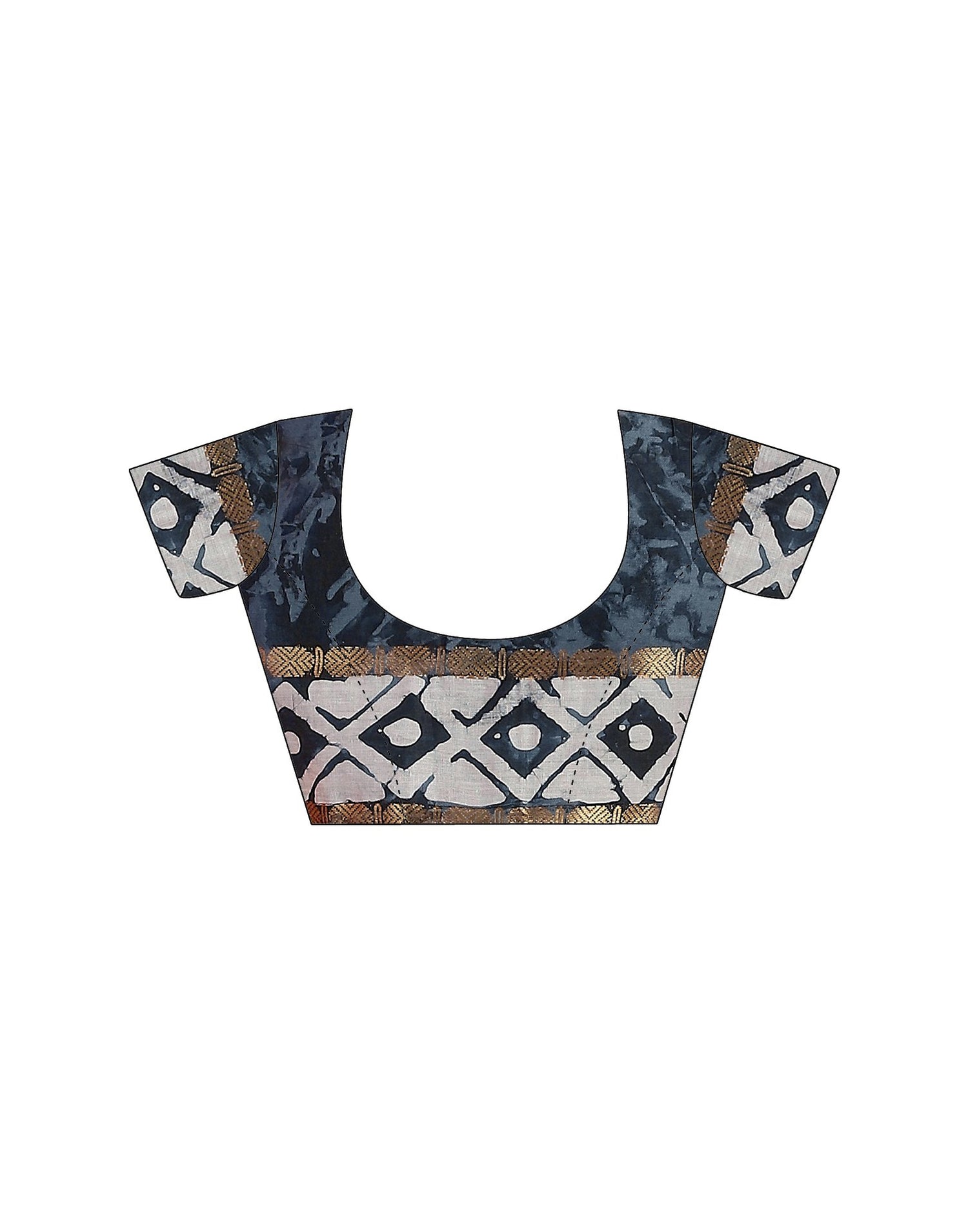 Navy Blue Cotton Printed Saree